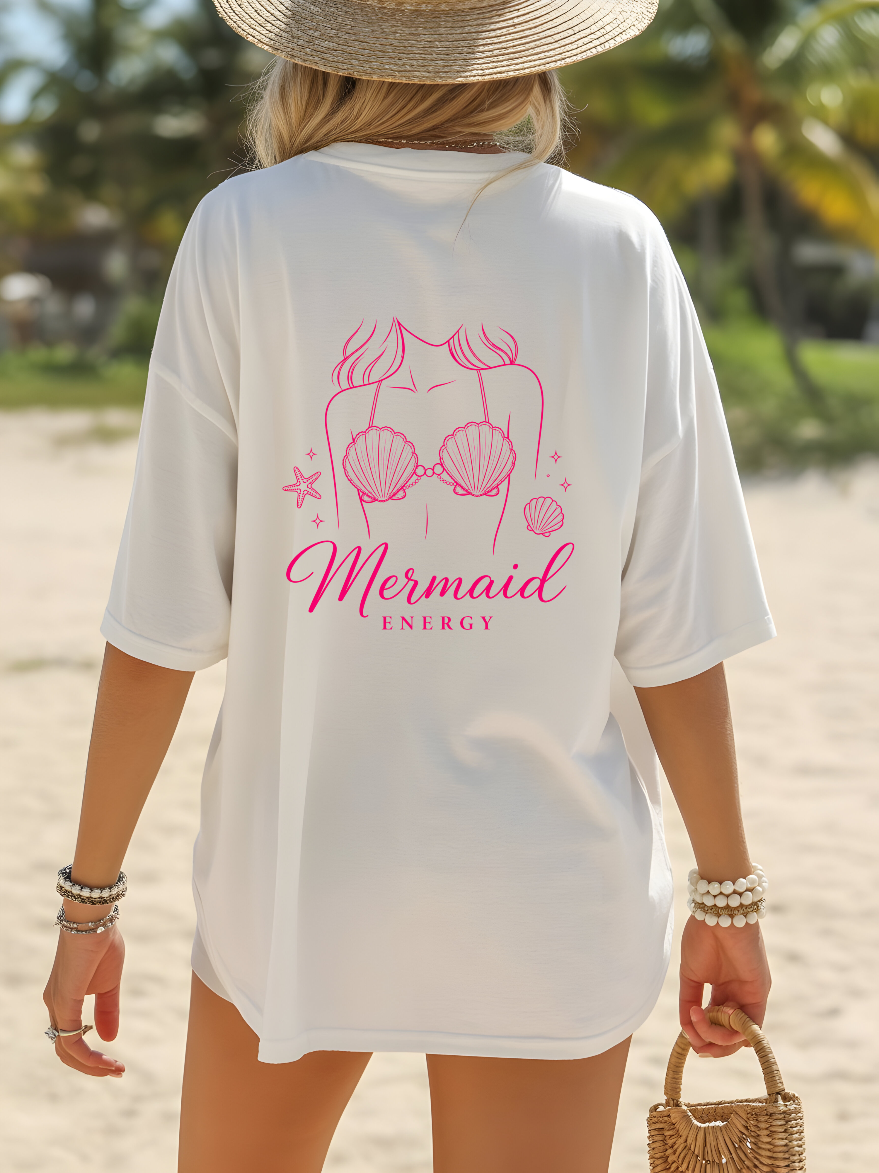 Mermaid Shell Bra T-shirt | Mermaid Energy Graphic Tee