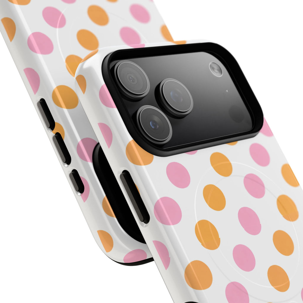 Pink and Orange Polka Dot Phone Case Tough Magnetic Case | Cute Dot Pattern