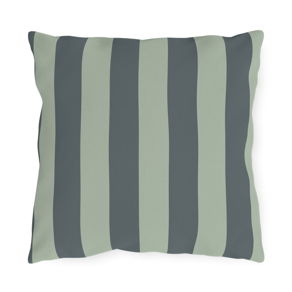 Green Striped Outdoor Pillow | Wide Vertical Stripe Patio Cushion