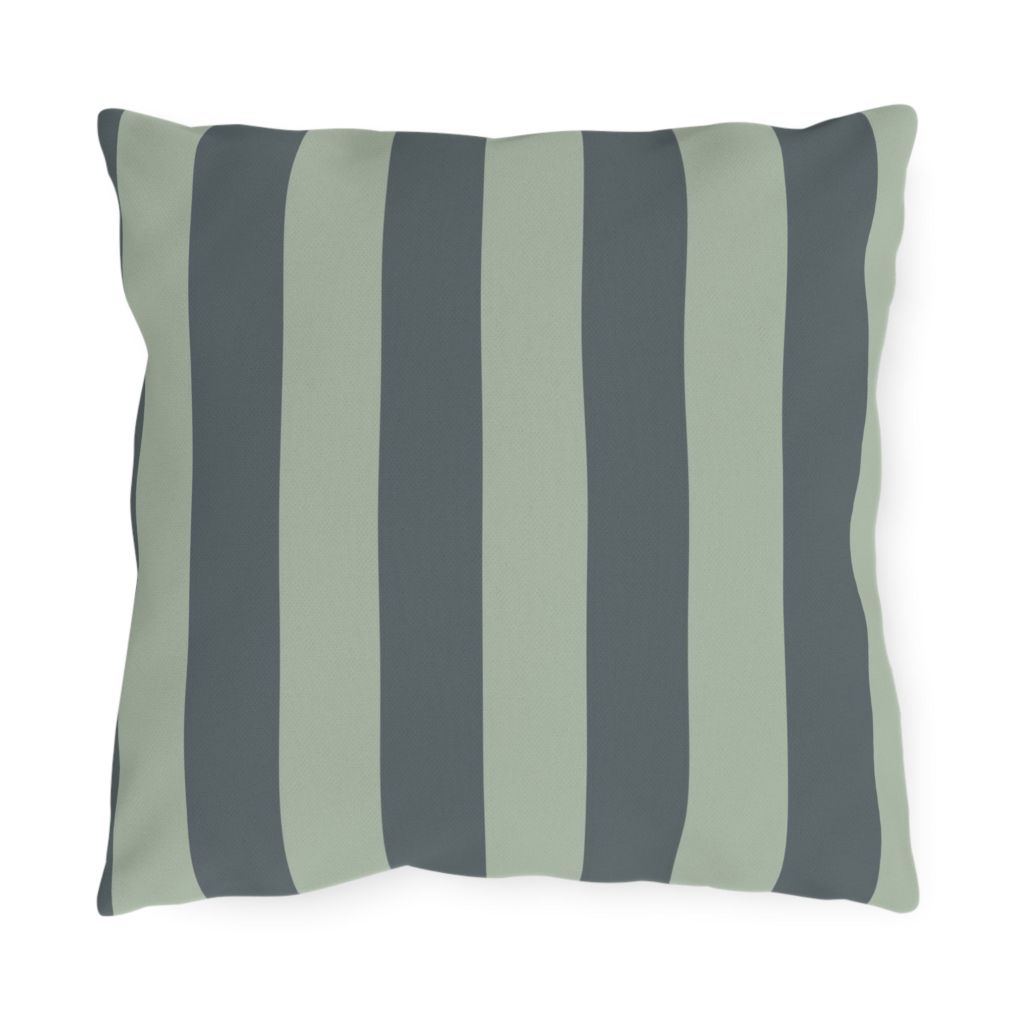 Green Striped Outdoor Pillow | Wide Vertical Stripe Patio Cushion