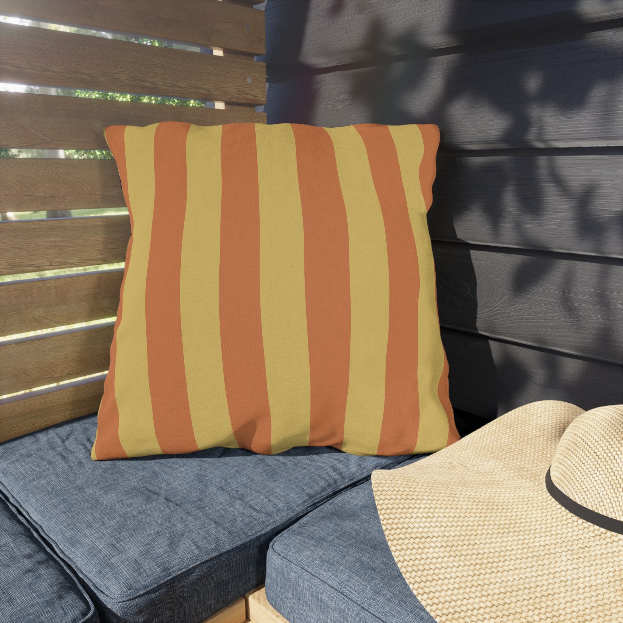 Sunset Stripe Outdoor Pillows | Yellow Orange Striped Cushion
