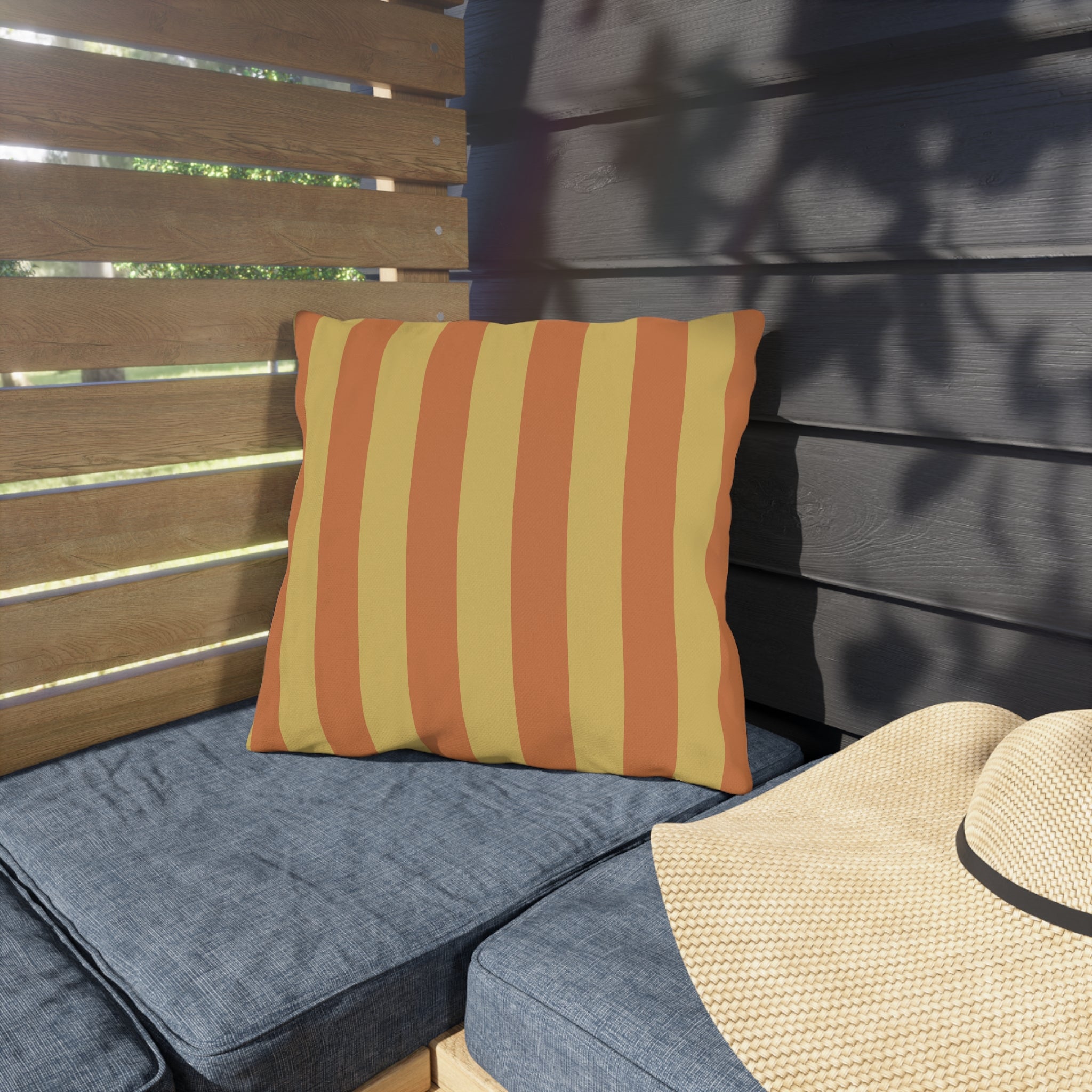 Sunset Stripe Outdoor Pillows | Yellow Orange Striped Cushion