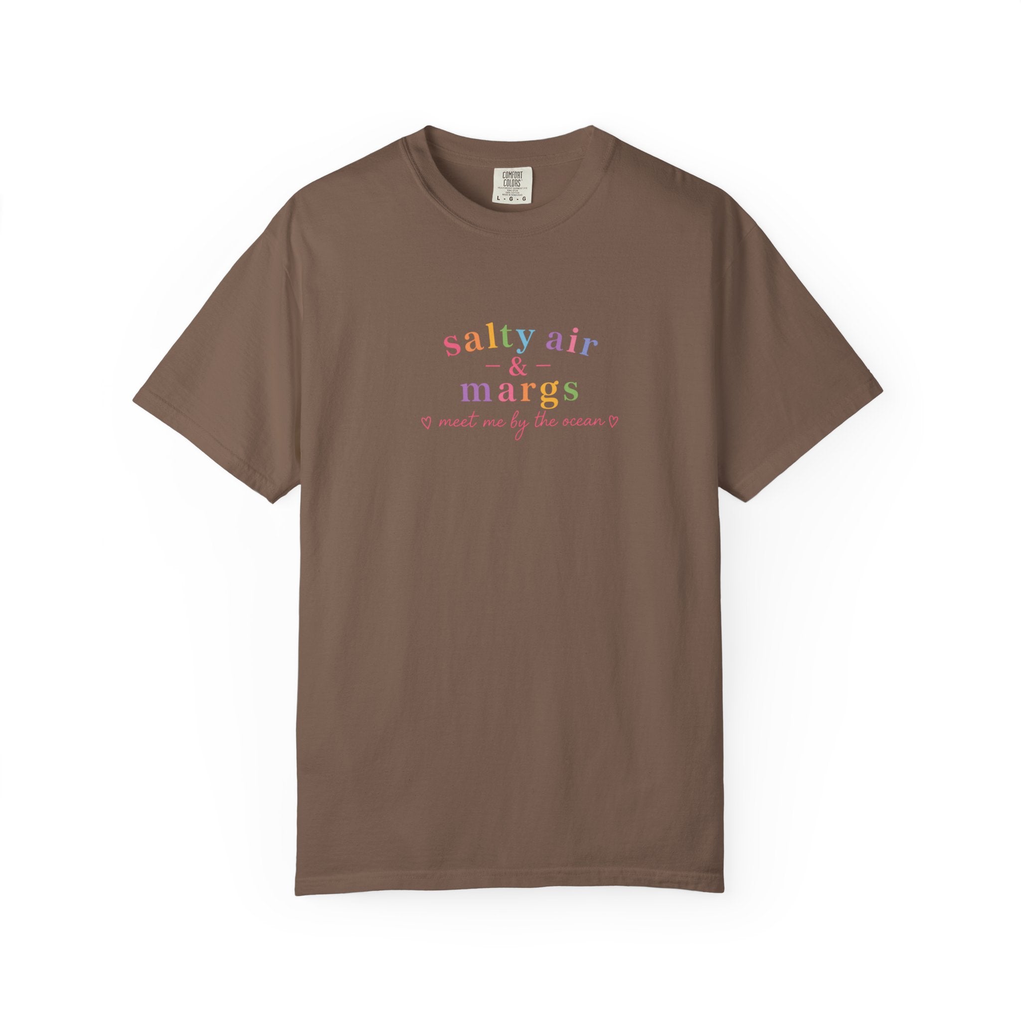 Funny T-Shirt Women Tee, Colourful Typographic Design Salty Air and Margs girls trip Tshirt
