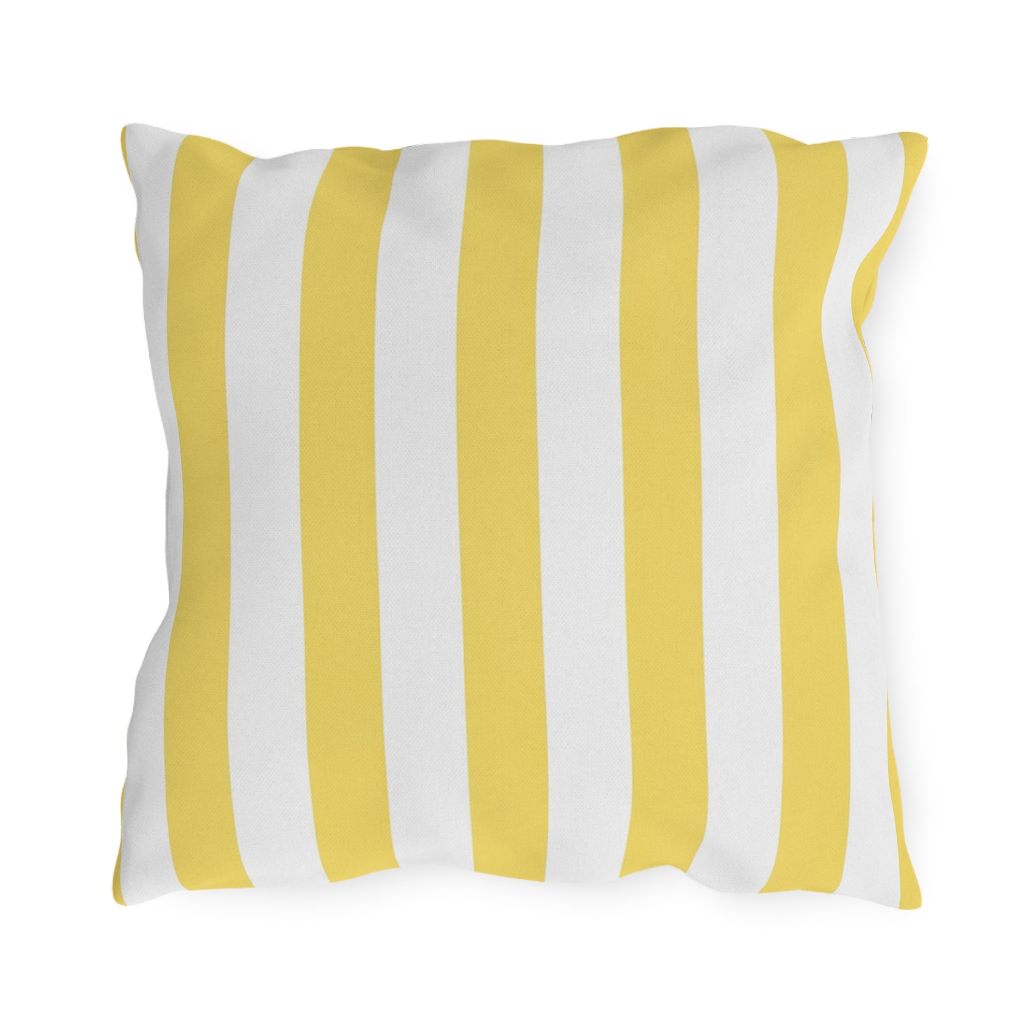 Yellow White Striped Outdoor Pillow | Patio Cushion, Nautical Poolside