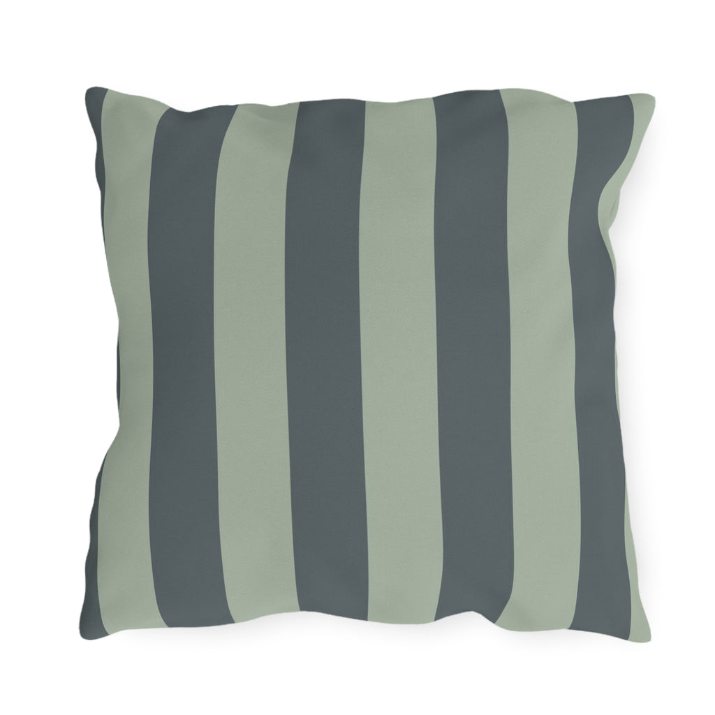 Green Striped Outdoor Pillow | Wide Vertical Stripe Patio Cushion