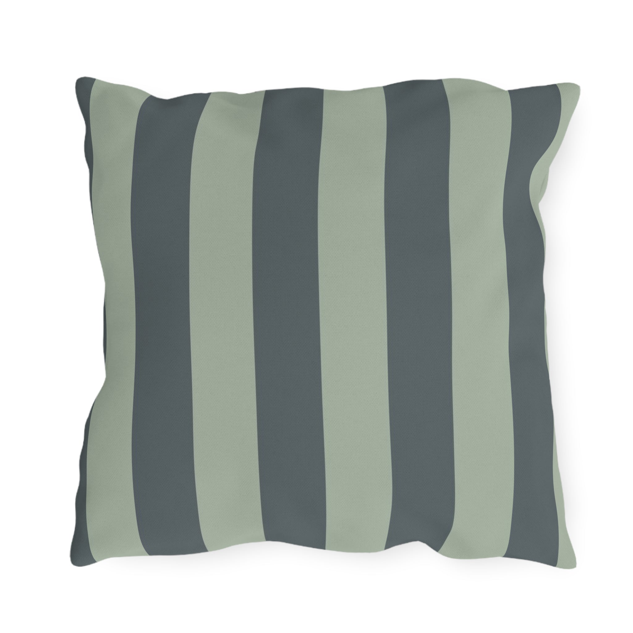 Green Striped Outdoor Pillow | Wide Vertical Stripe Patio Cushion