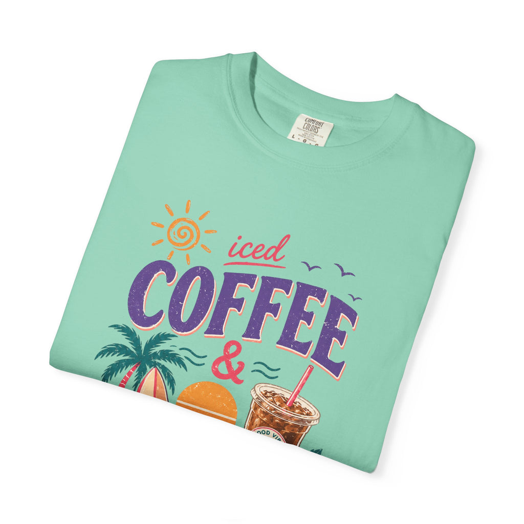 T-shirt | Tropical Palm Sunset and Coffee Design