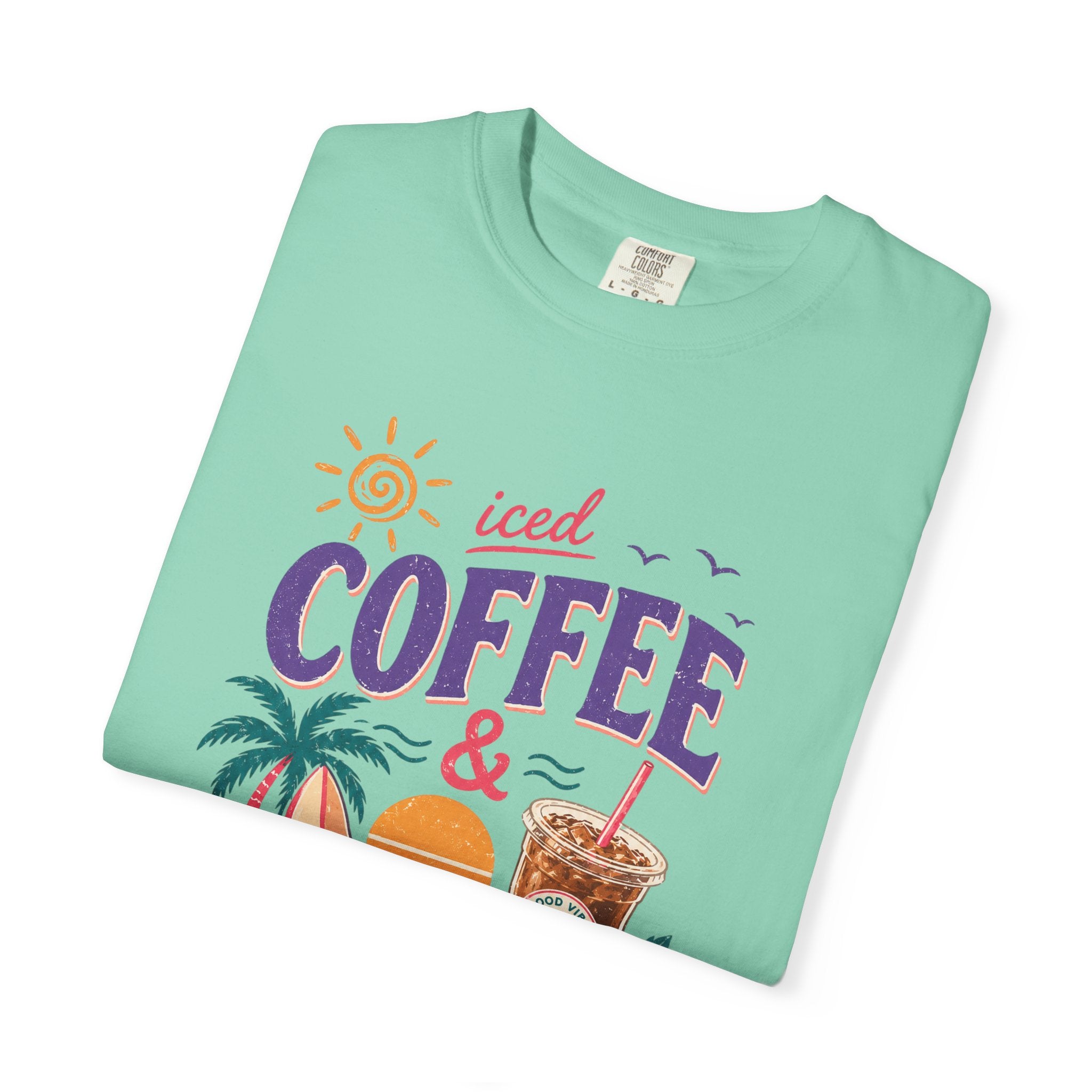 T-shirt | Tropical Palm Sunset and Coffee Design