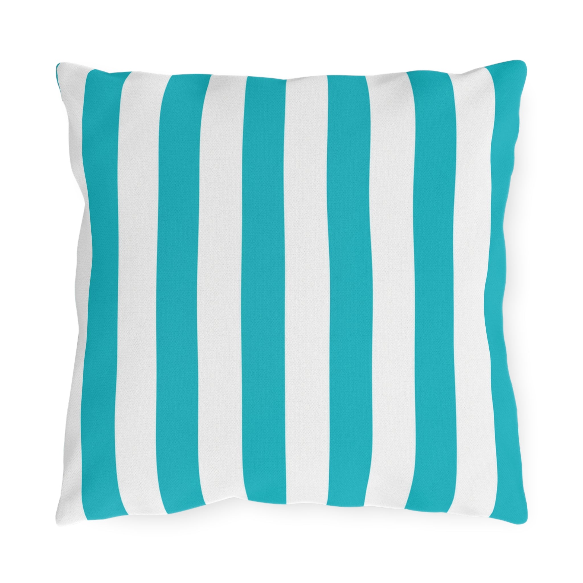 Teal Stripe Outdoor Pillows | Blue White Nautical Cushion
