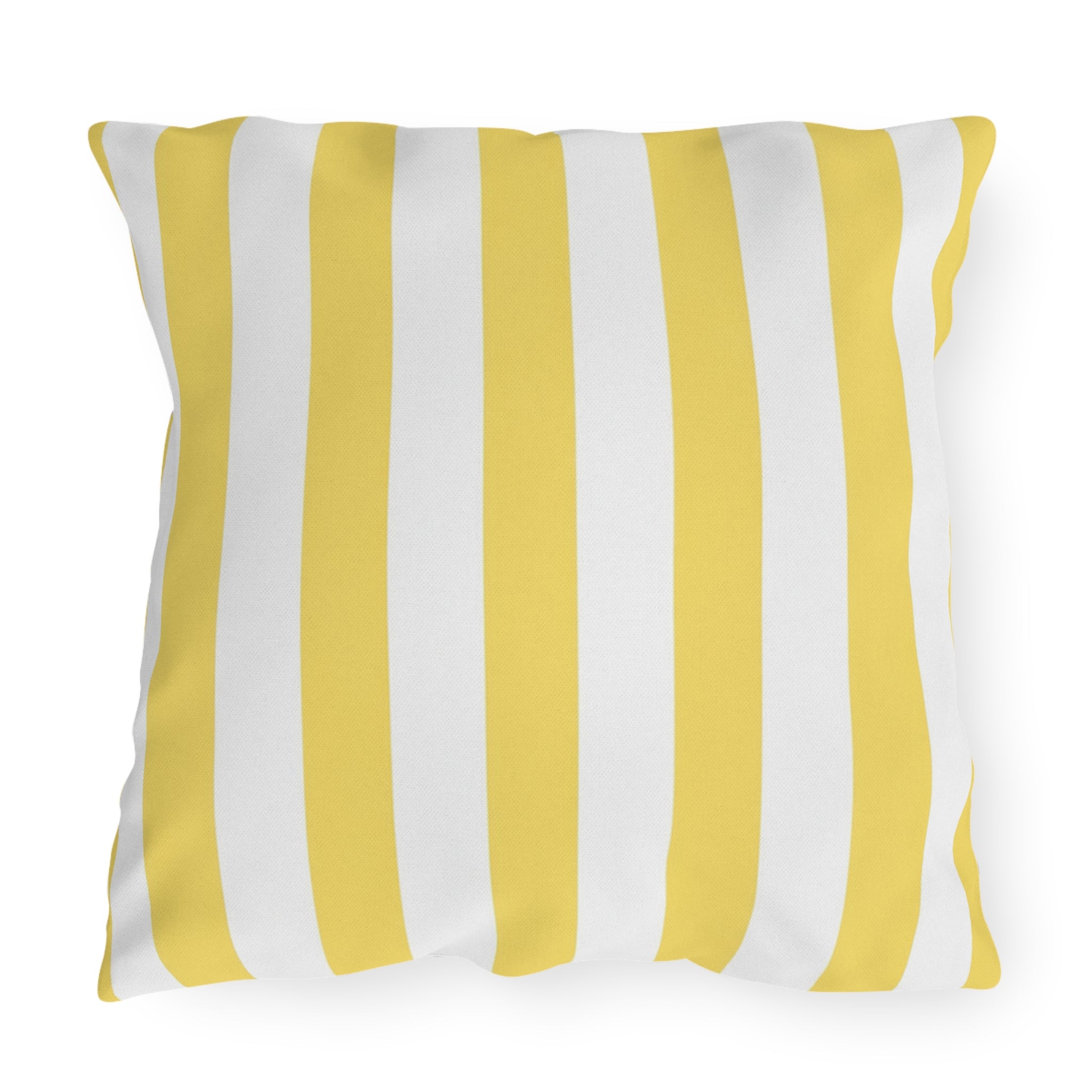 Yellow White Striped Outdoor Pillow | Patio Cushion, Nautical Poolside