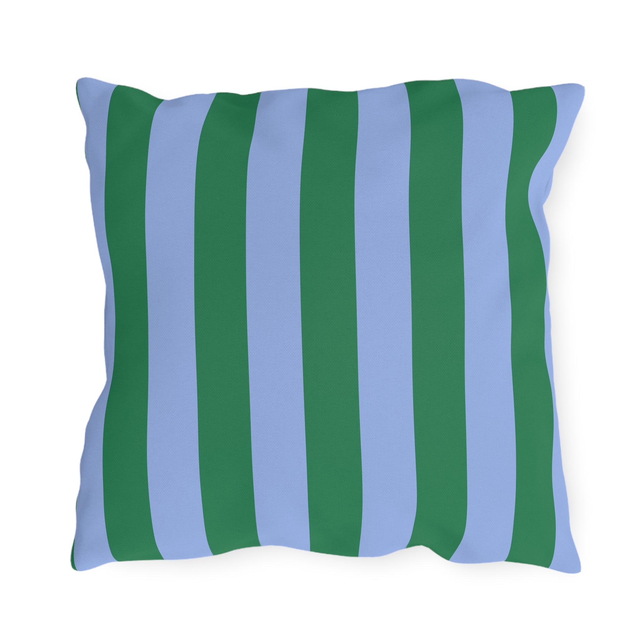 Blue and Green Vertical Stripe Outdoor Pillow | Patio Cushion