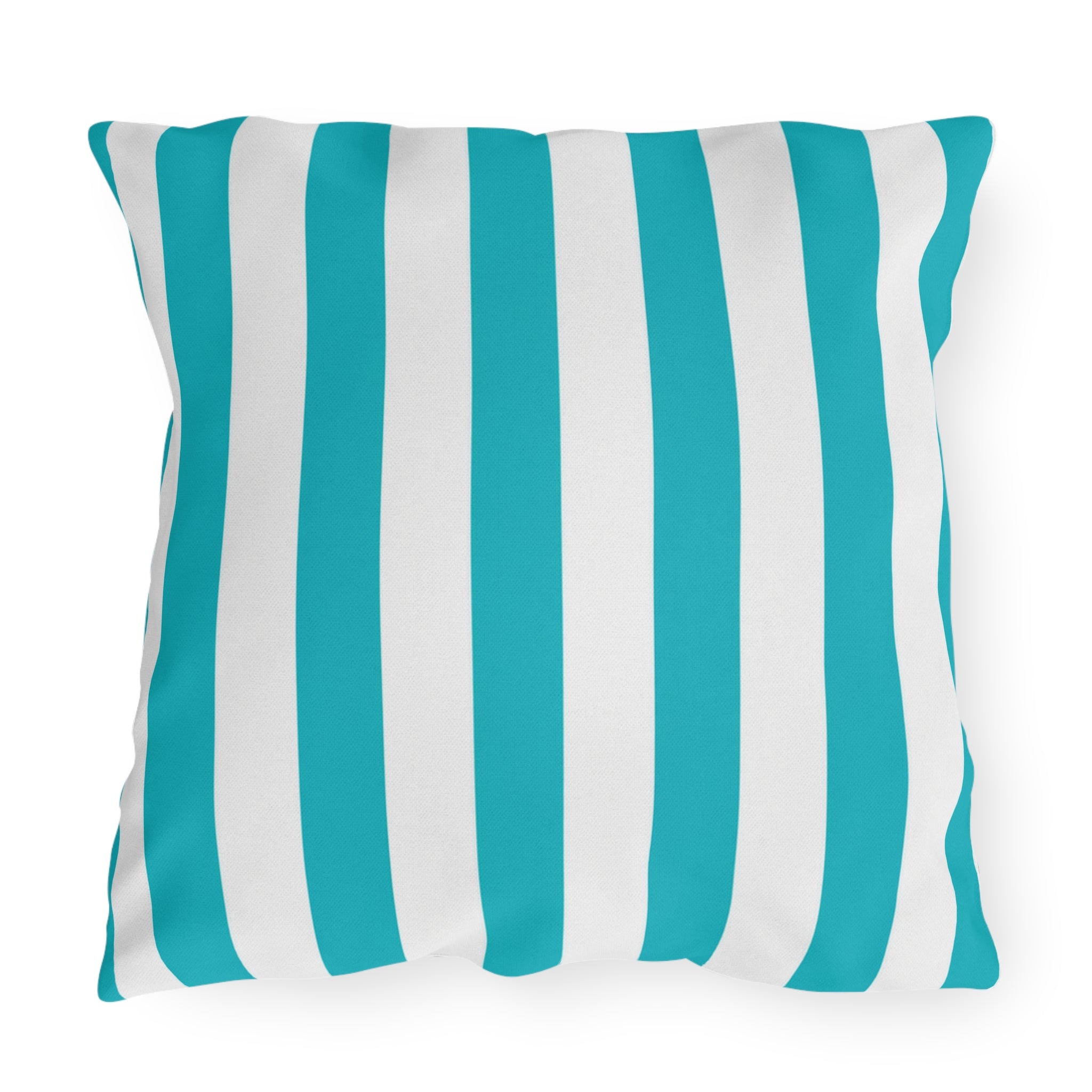 Teal Stripe Outdoor Pillows | Blue White Nautical Cushion