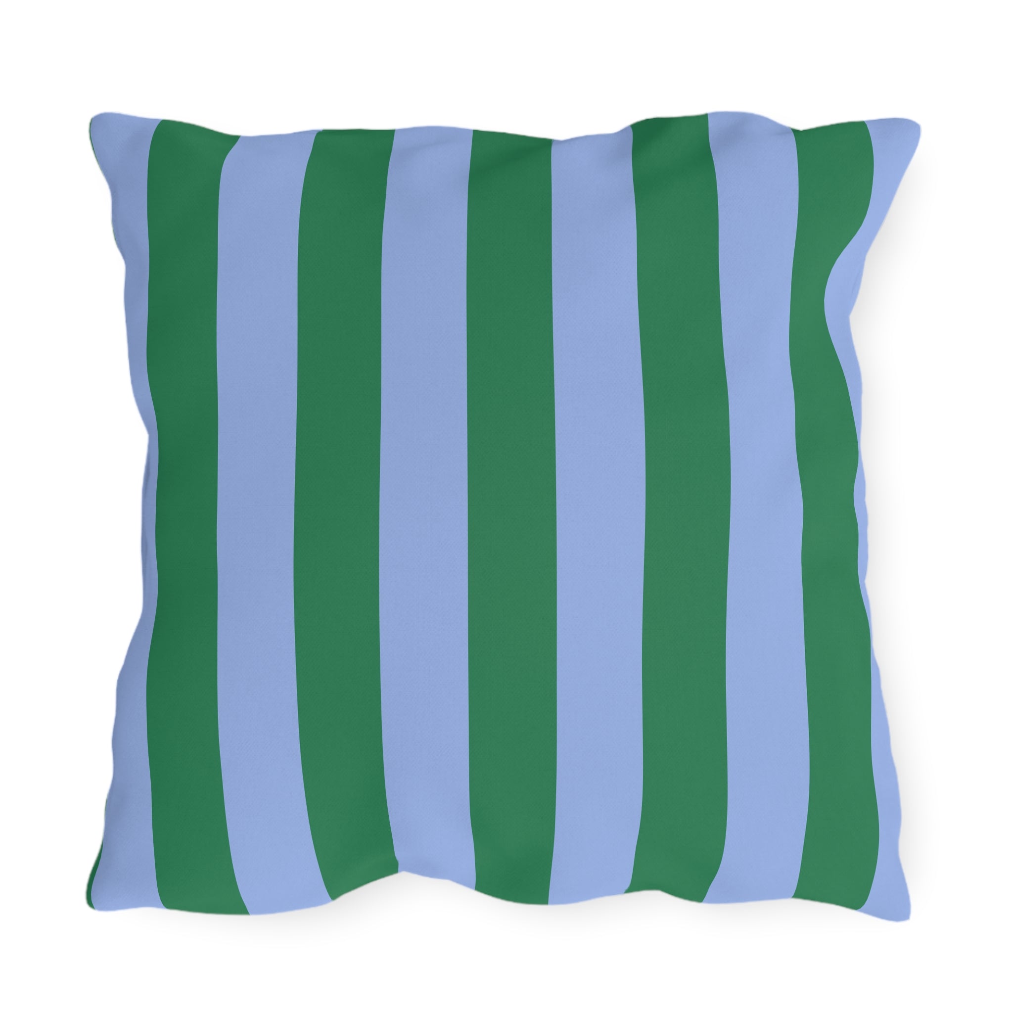 Blue and Green Vertical Stripe Outdoor Pillow | Patio Cushion