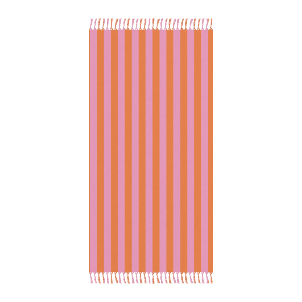 Boho Stripe Beach Towel | Pink Orange Turkish Towel
