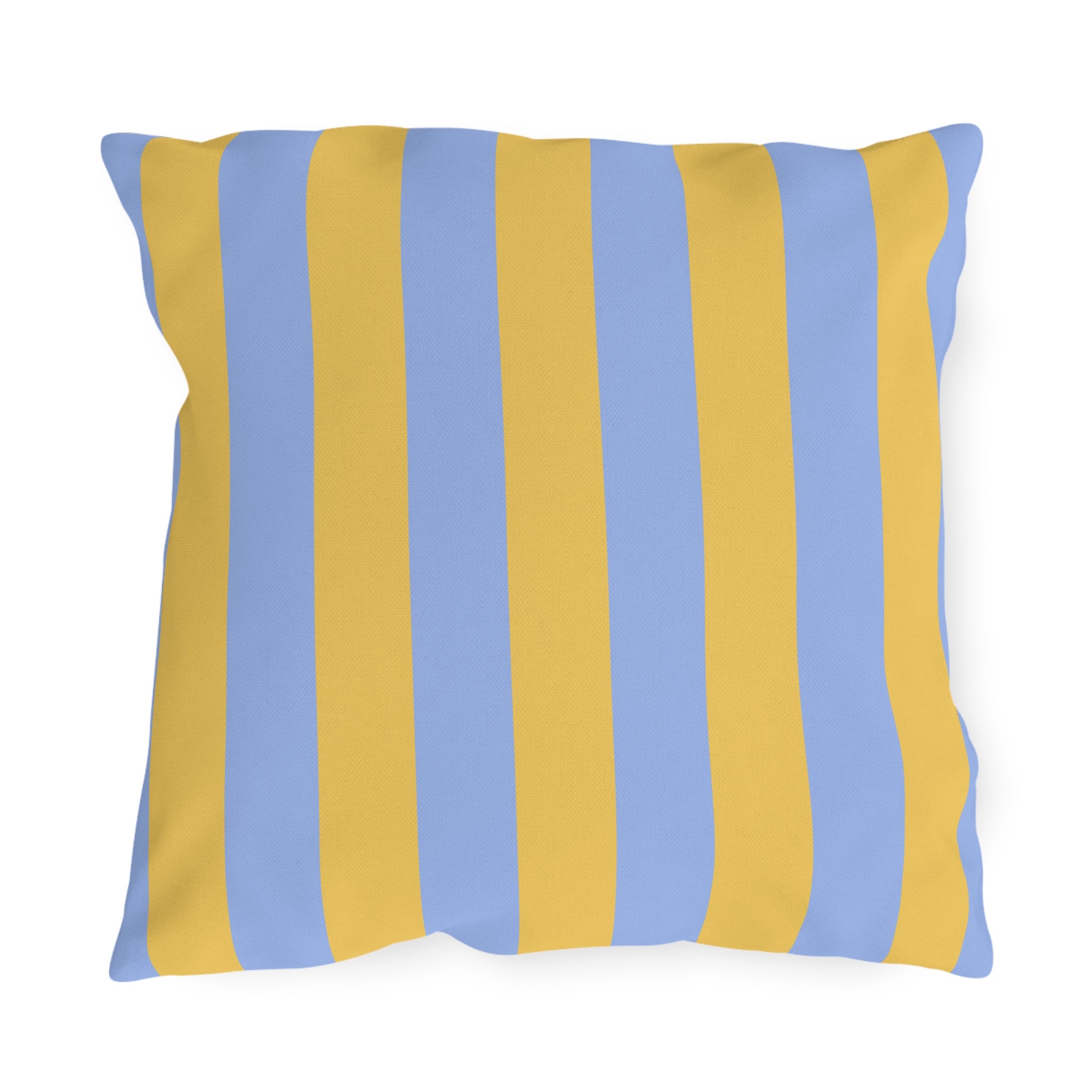 Blue and Yellow Stripe Outdoor Pillows | Coastal Patio Cushion