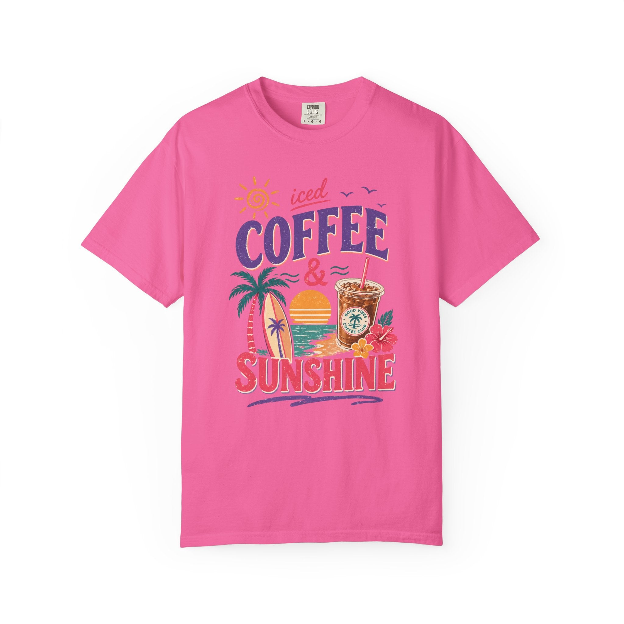 T-shirt | Tropical Palm Sunset and Coffee Design