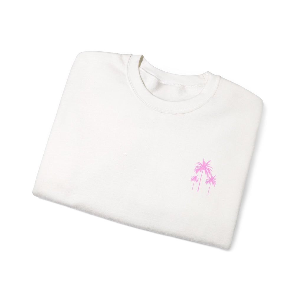 Pink Palm Trees Sweatshirt | Tropical Sunset Crewneck