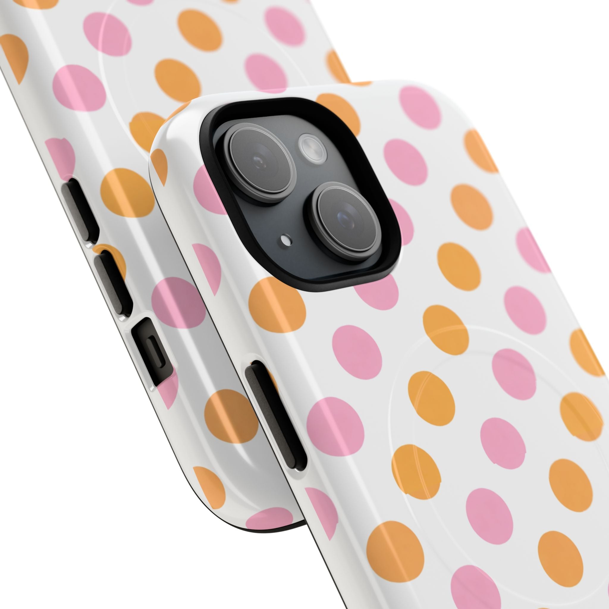 Pink and Orange Polka Dot Phone Case Tough Magnetic Case | Cute Dot Pattern
