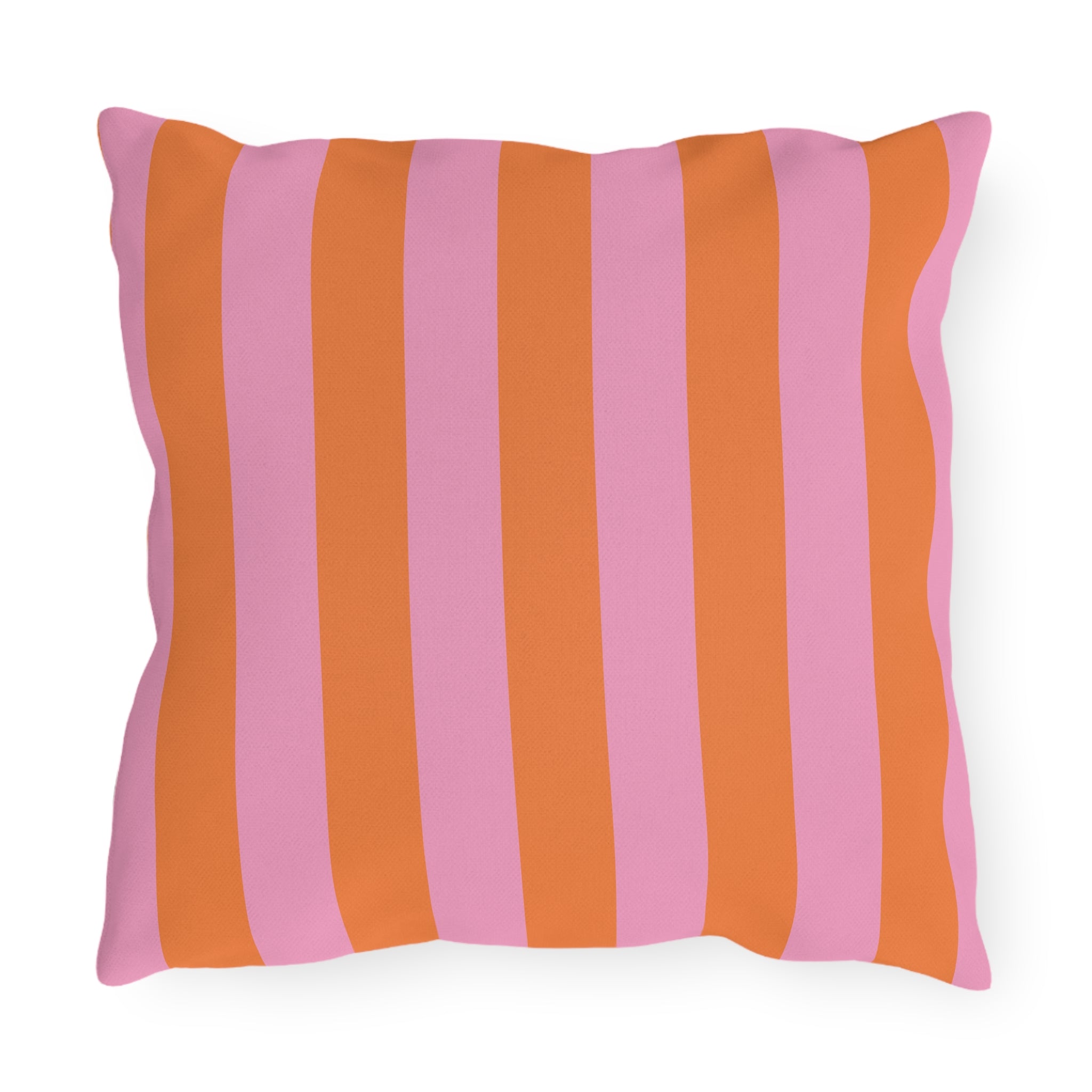 Orange and Pink Stripe Outdoor Pillow | Bold Striped Cushion for Patio