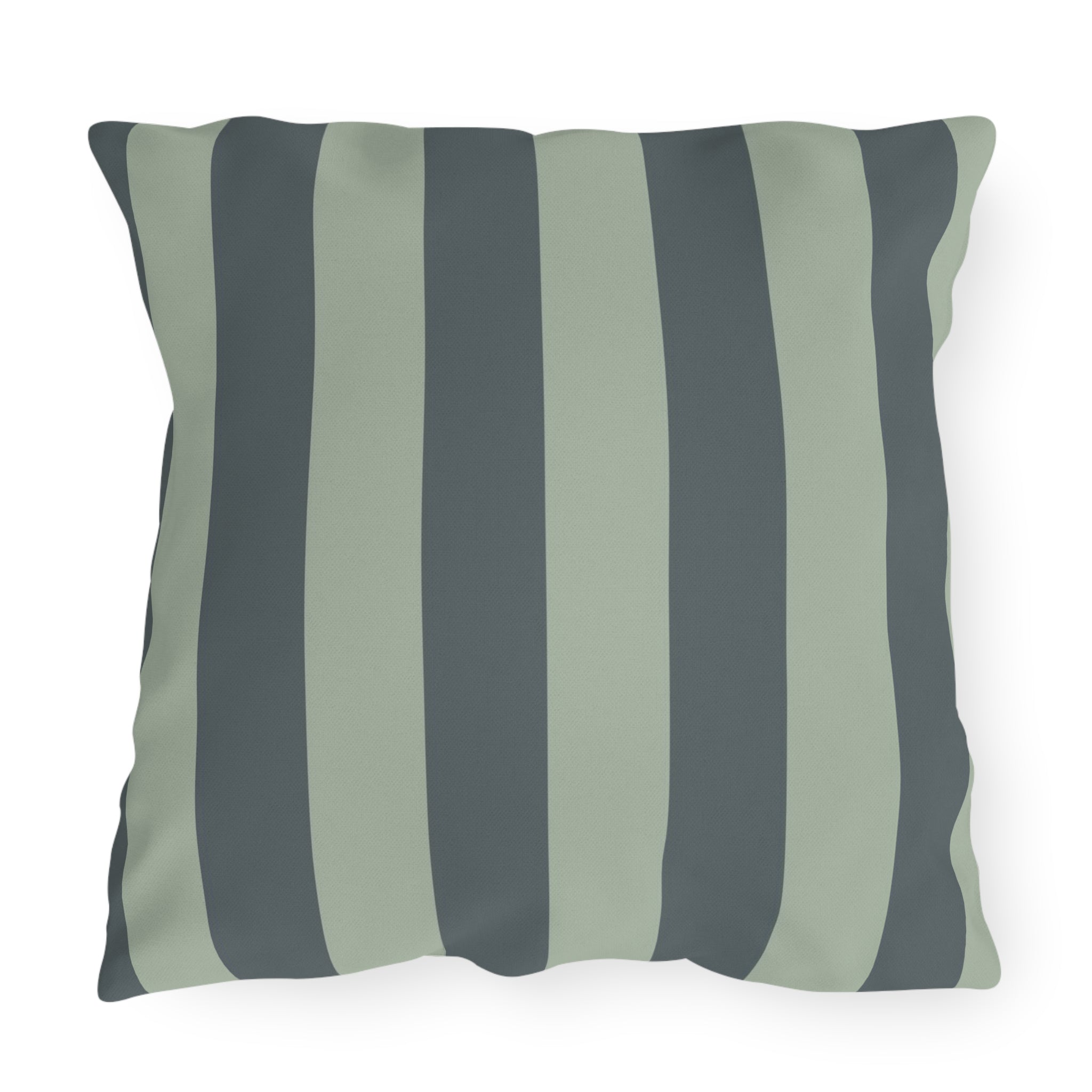 Green Striped Outdoor Pillow | Wide Vertical Stripe Patio Cushion