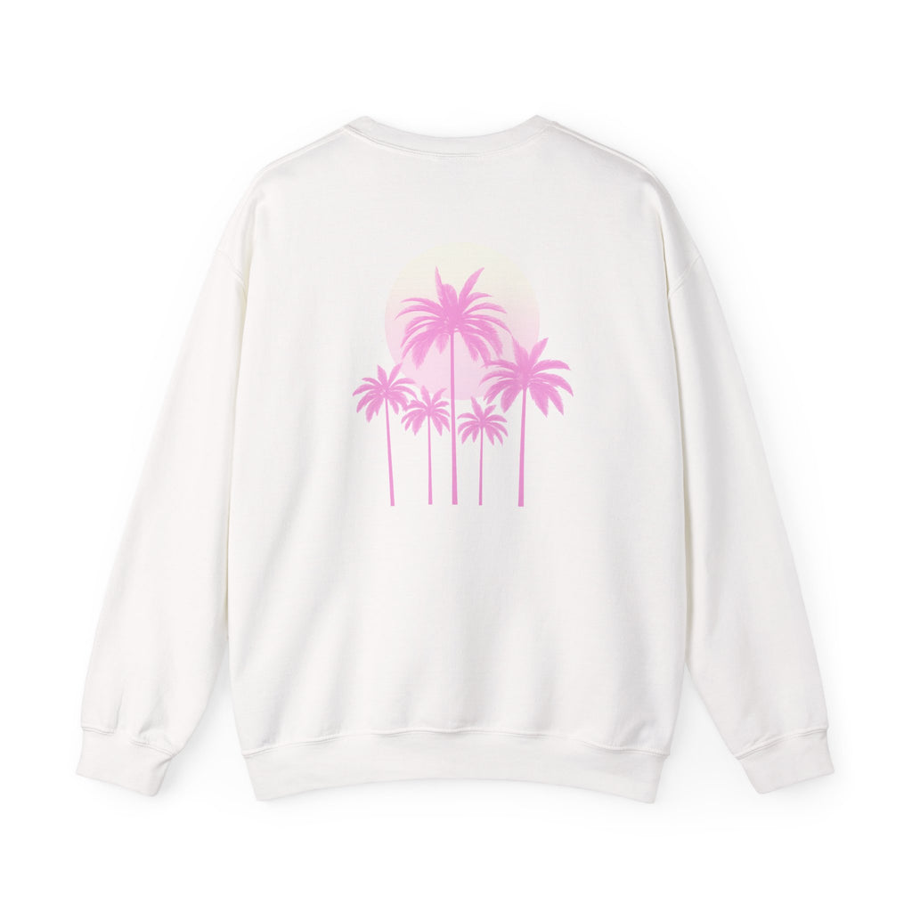 Pink Palm Trees Sweatshirt | Tropical Sunset Crewneck