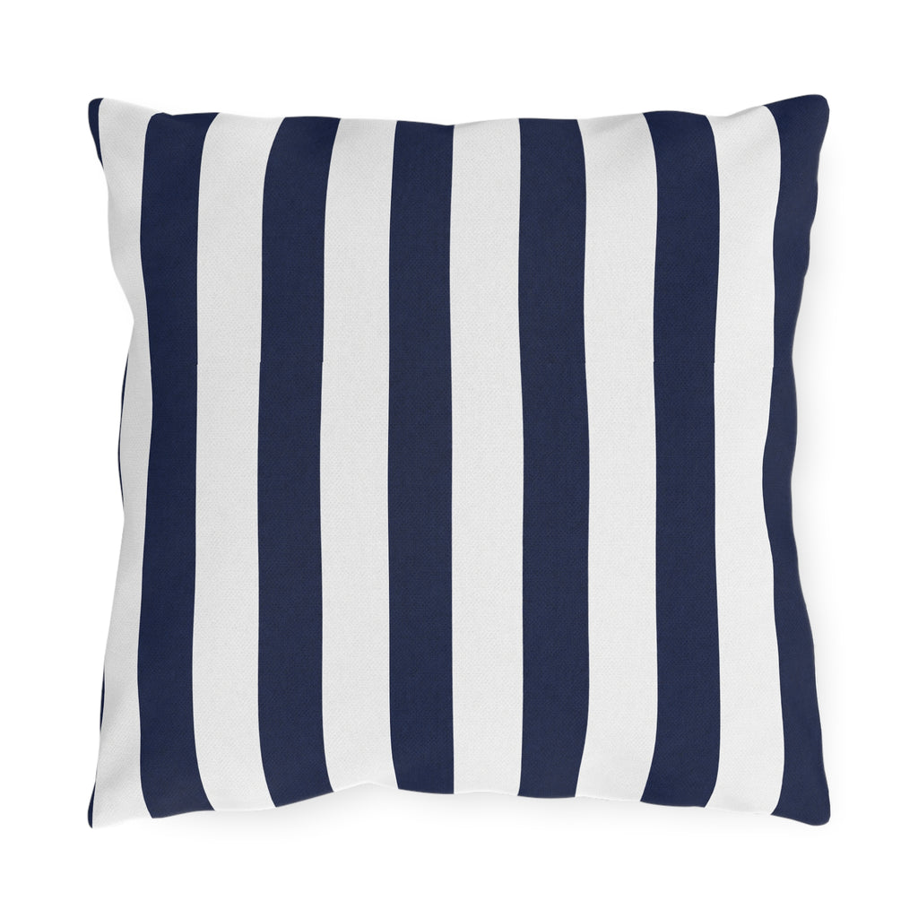 Navy blue White Stripe Outdoor Pillow | Coastal Patio Cushion