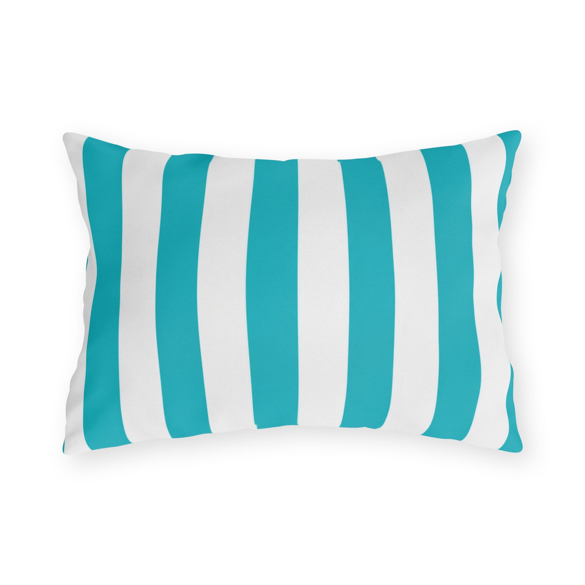 Teal Stripe Outdoor Pillows | Blue White Nautical Cushion