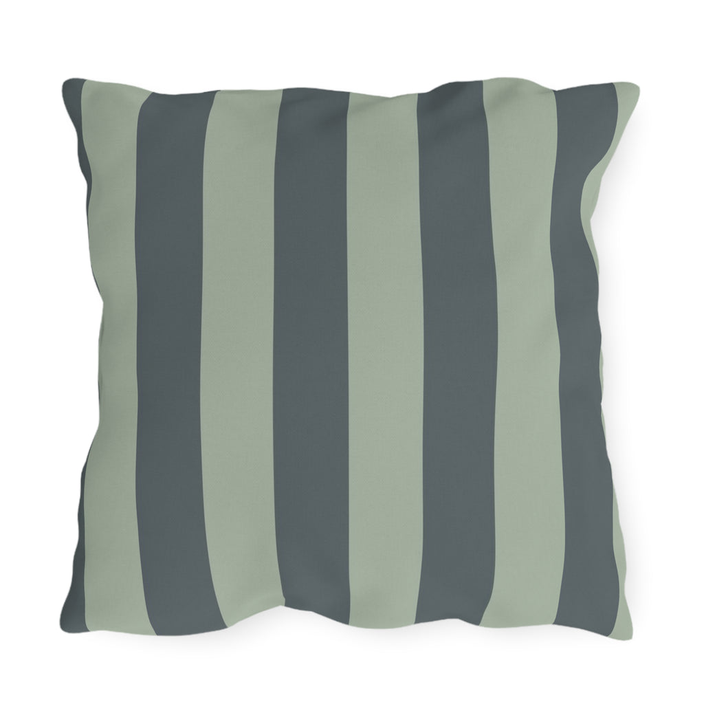 Green Striped Outdoor Pillow | Wide Vertical Stripe Patio Cushion