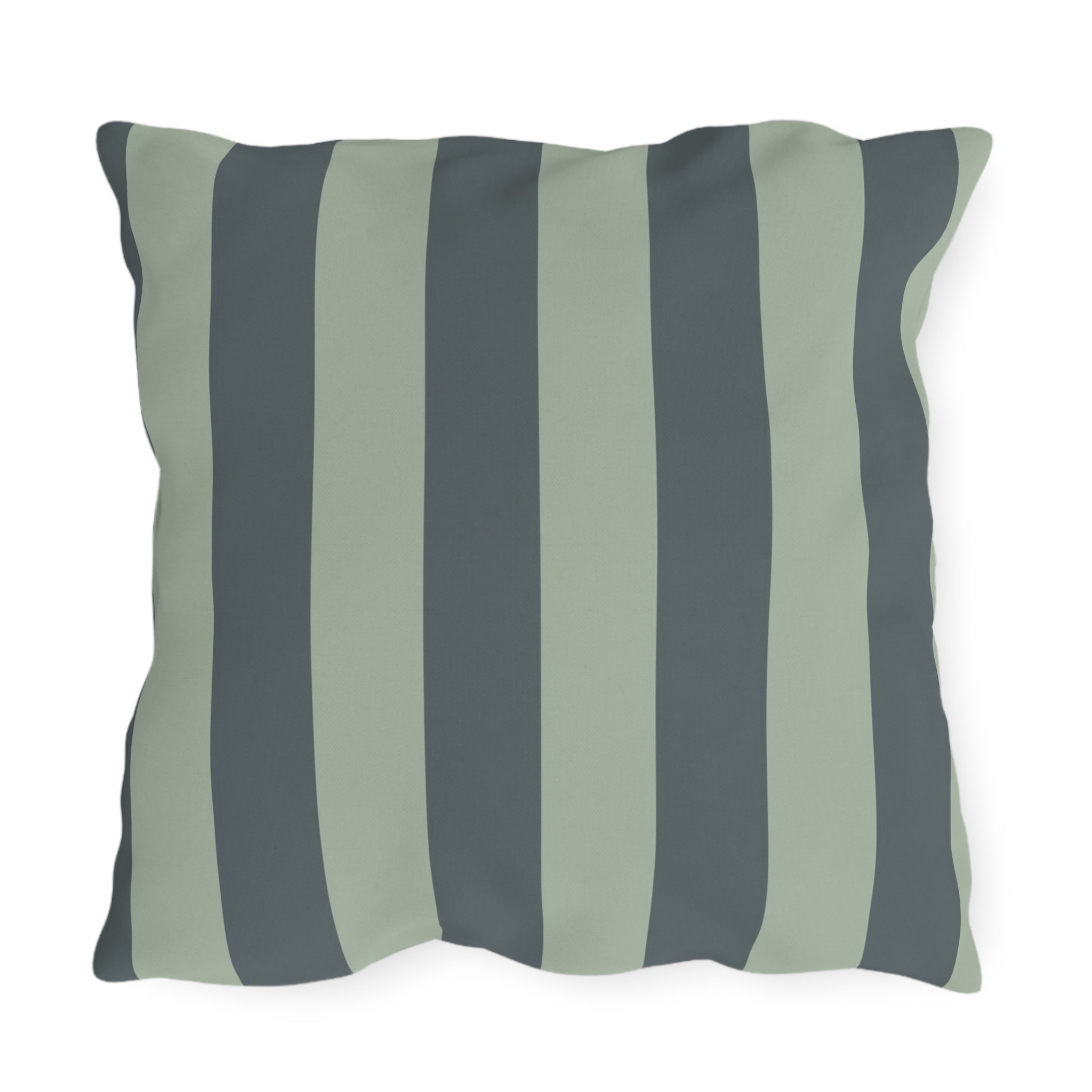 Green Striped Outdoor Pillow | Wide Vertical Stripe Patio Cushion