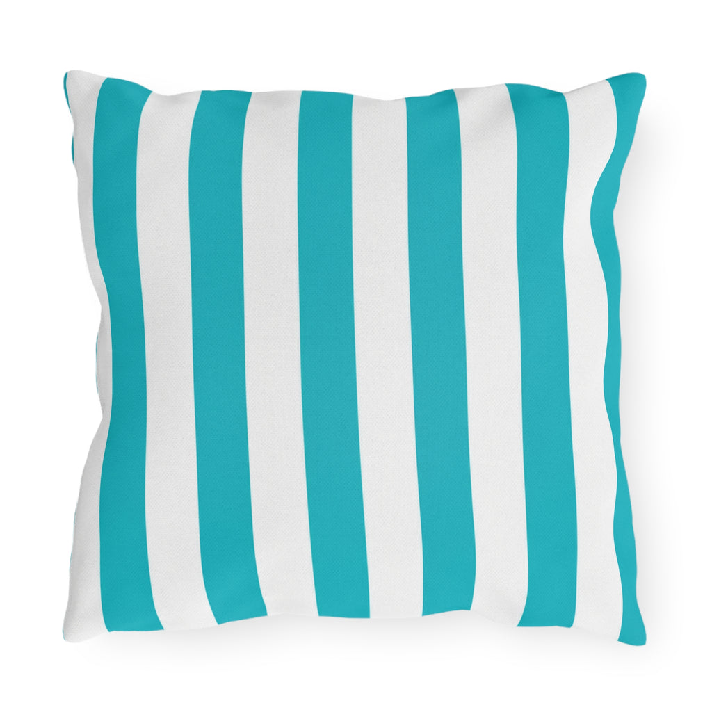 Teal Stripe Outdoor Pillows | Blue White Nautical Cushion