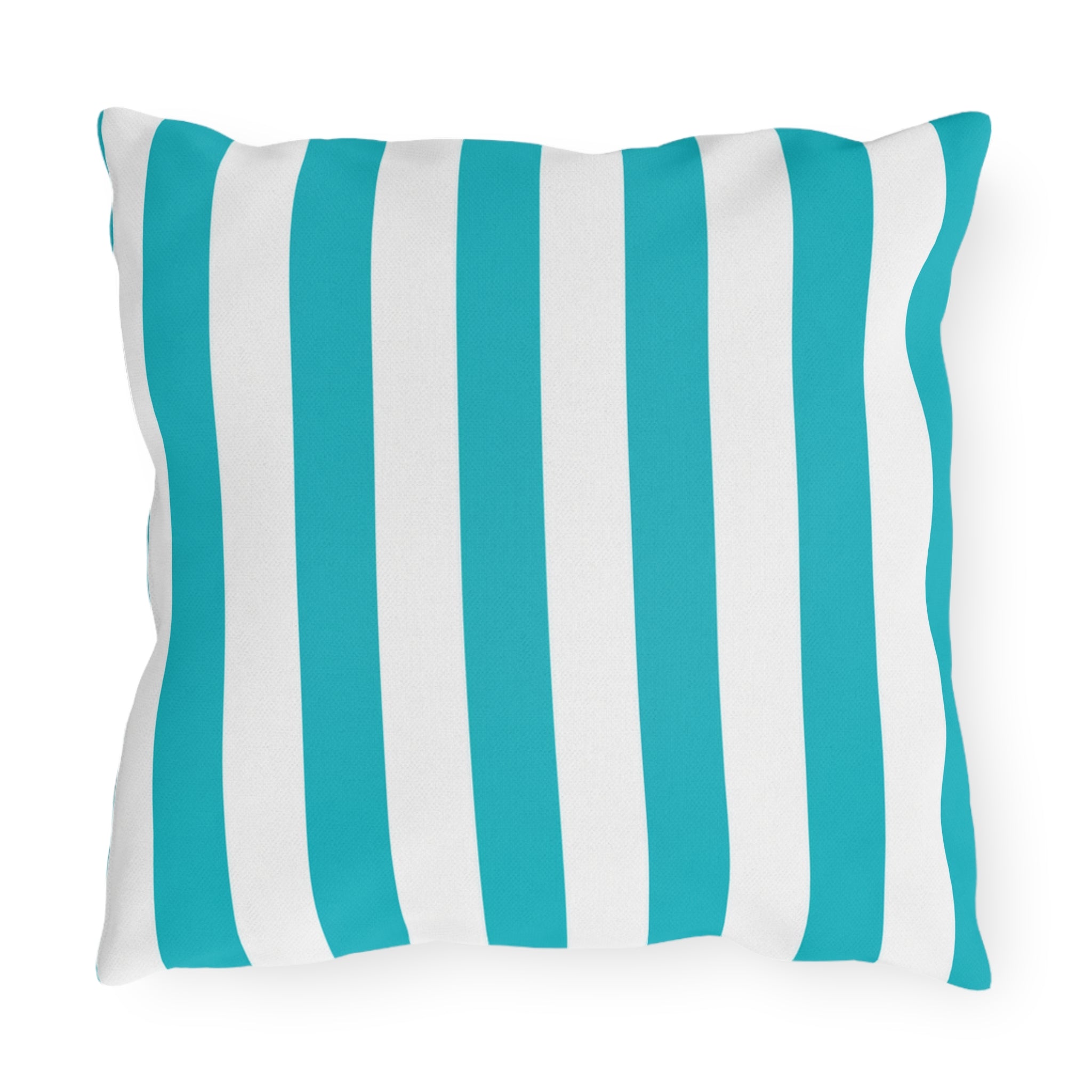 Teal Stripe Outdoor Pillows | Blue White Nautical Cushion