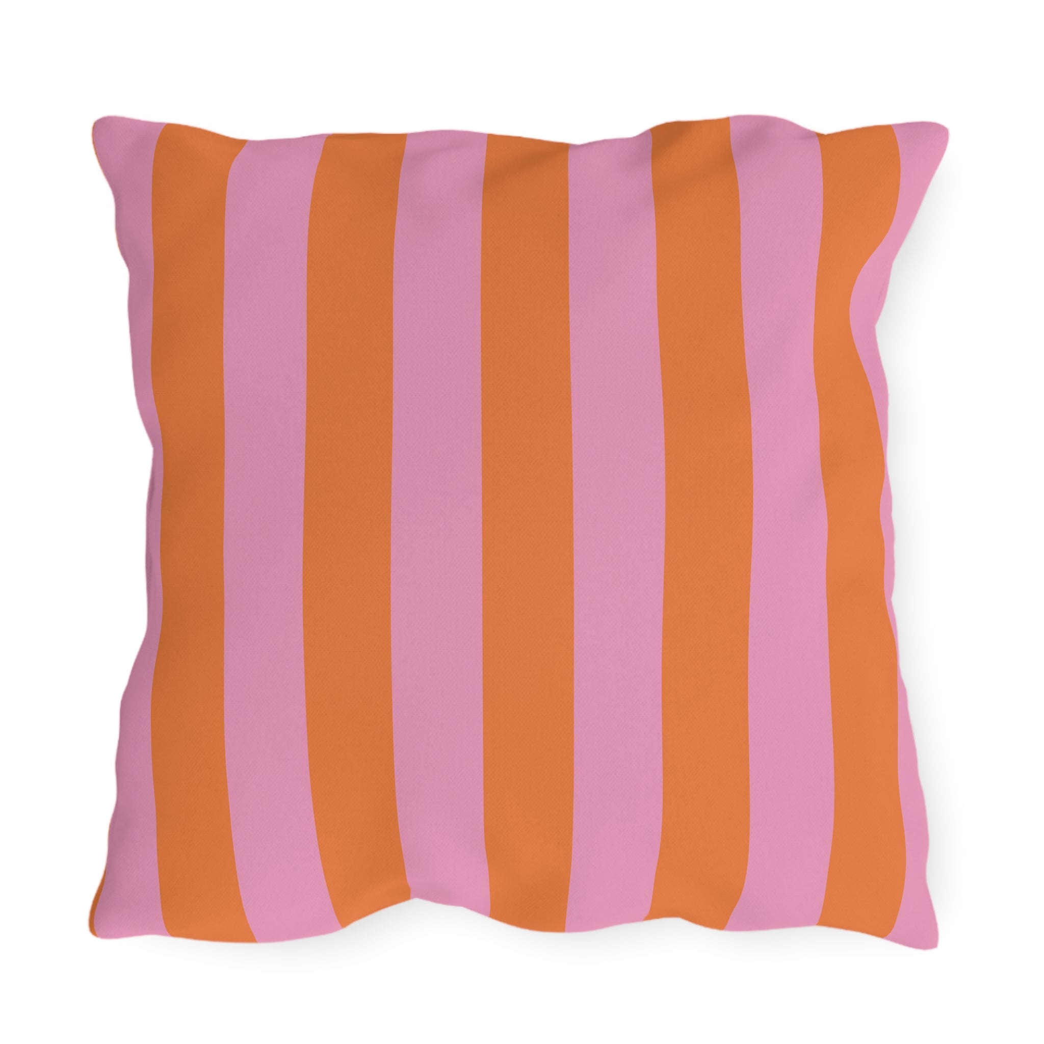 Orange and Pink Stripe Outdoor Pillow | Bold Striped Cushion for Patio