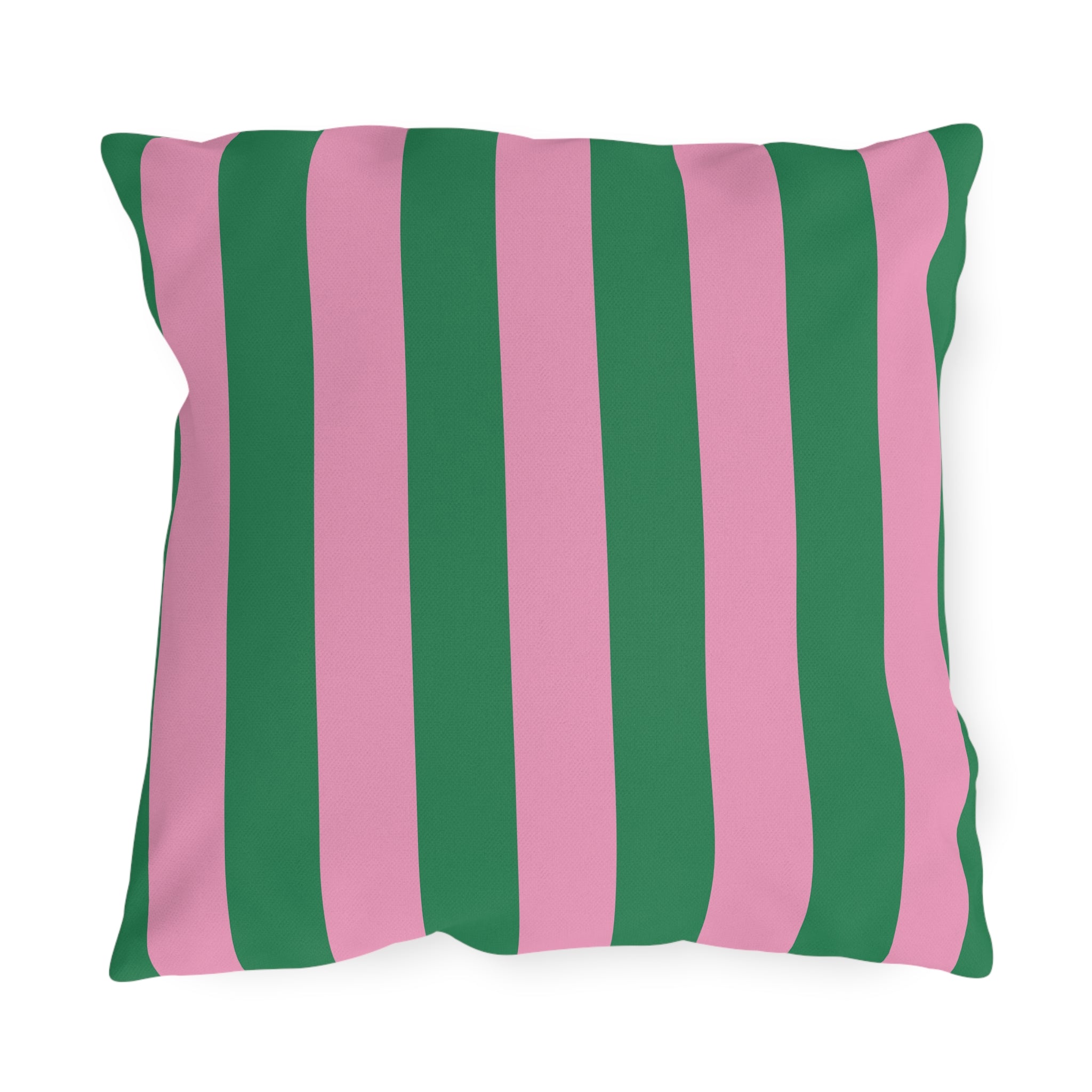 Pink and Green Vertical Stripe Outdoor Pillows | Patio Cushion, Poolside Decor