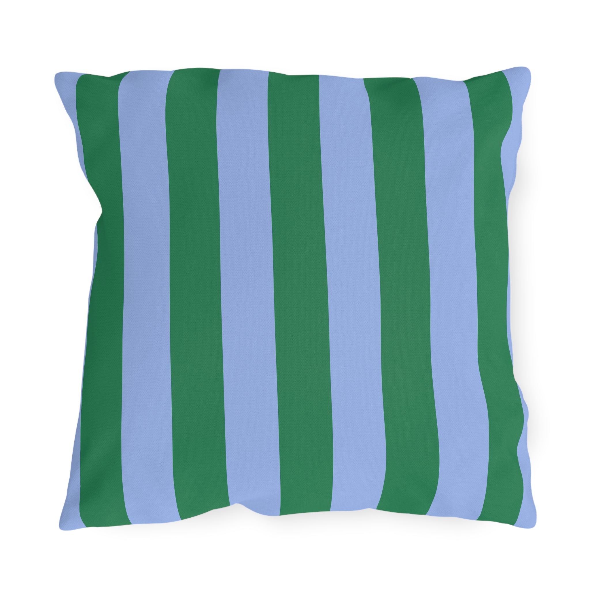 Blue and Green Vertical Stripe Outdoor Pillow | Patio Cushion
