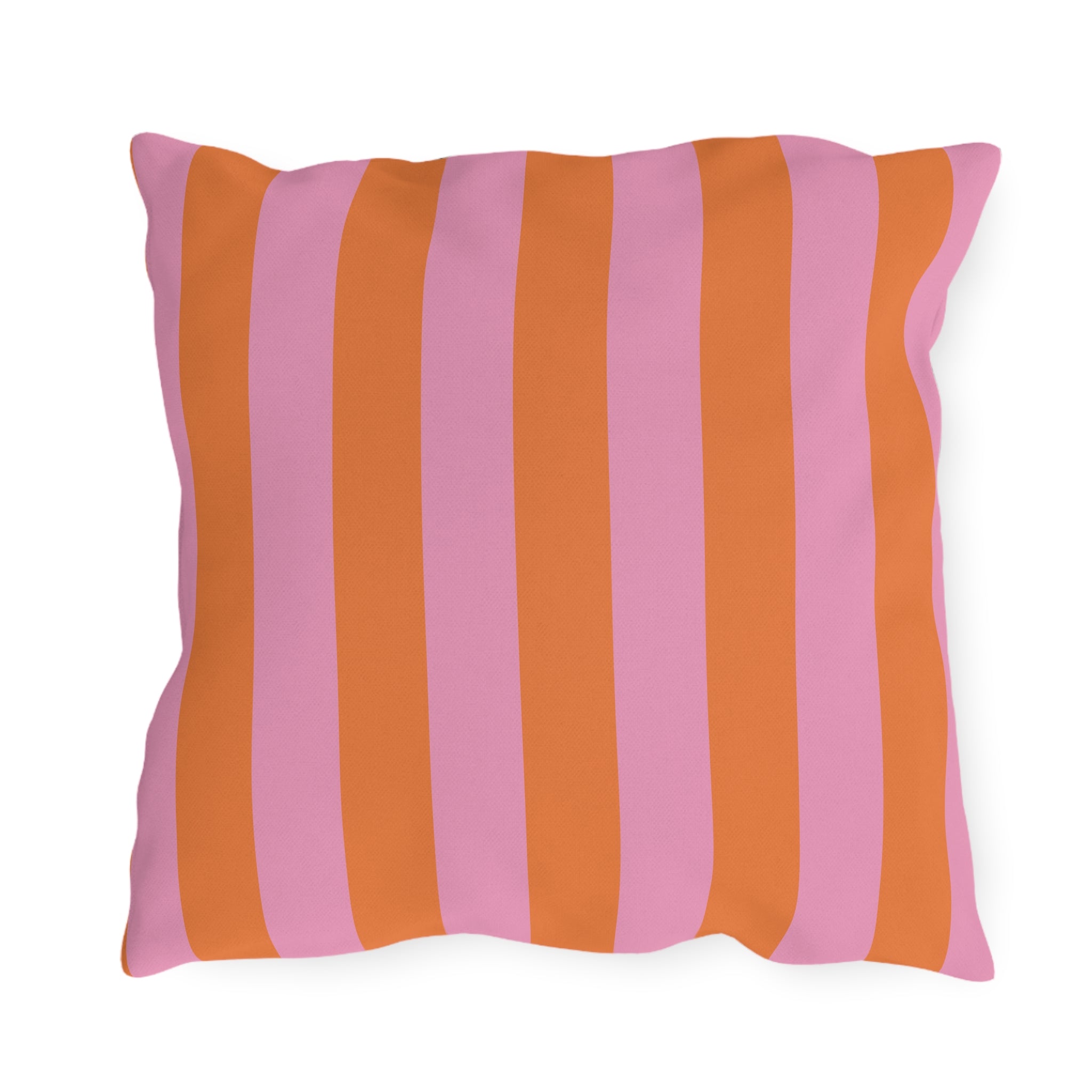 Orange and Pink Stripe Outdoor Pillow | Bold Striped Cushion for Patio