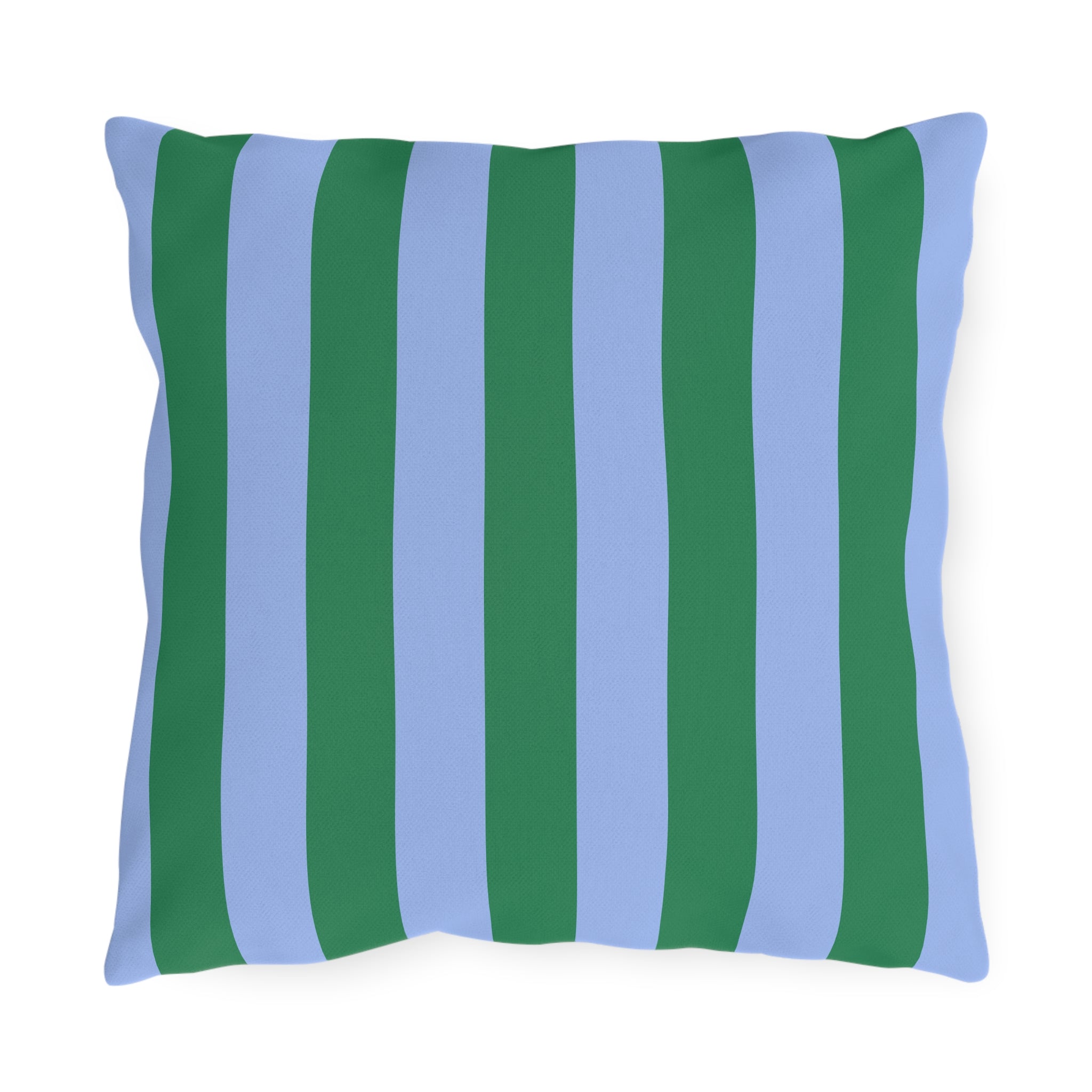 Blue and Green Vertical Stripe Outdoor Pillow | Patio Cushion