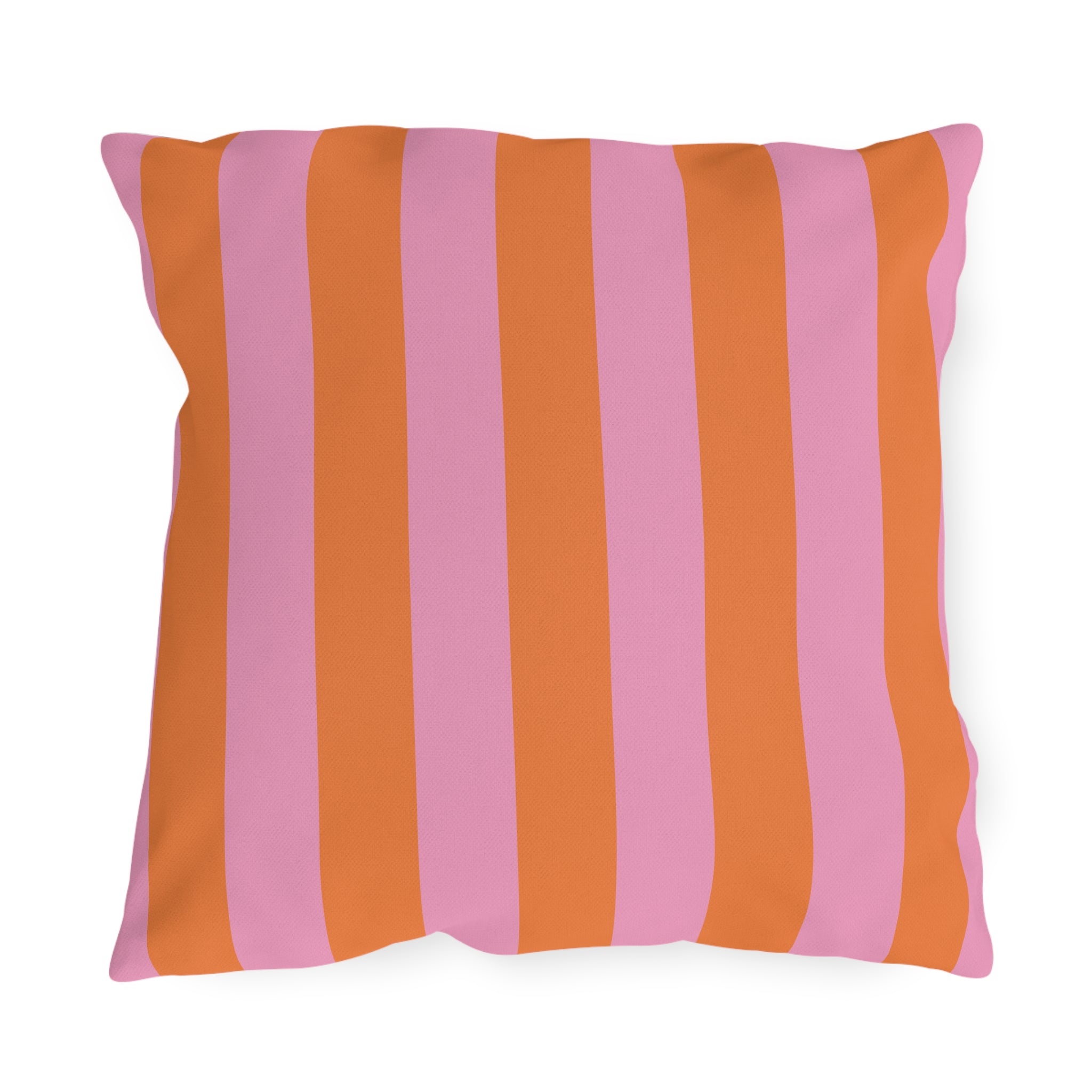 Orange and Pink Stripe Outdoor Pillow | Bold Striped Cushion for Patio