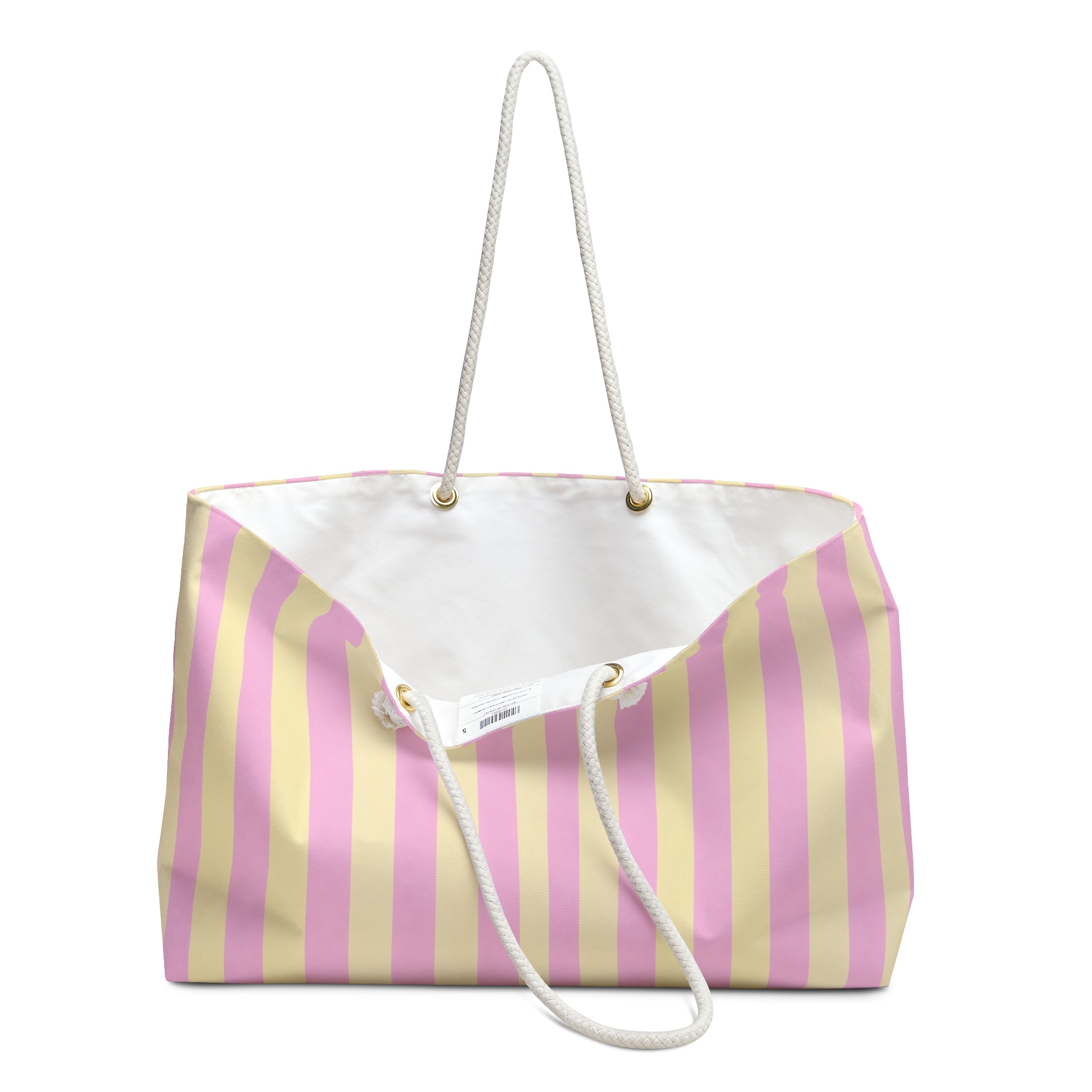 Pink and Yellow Striped Weekender Bag | Beach Tote, Striped Travel Bag