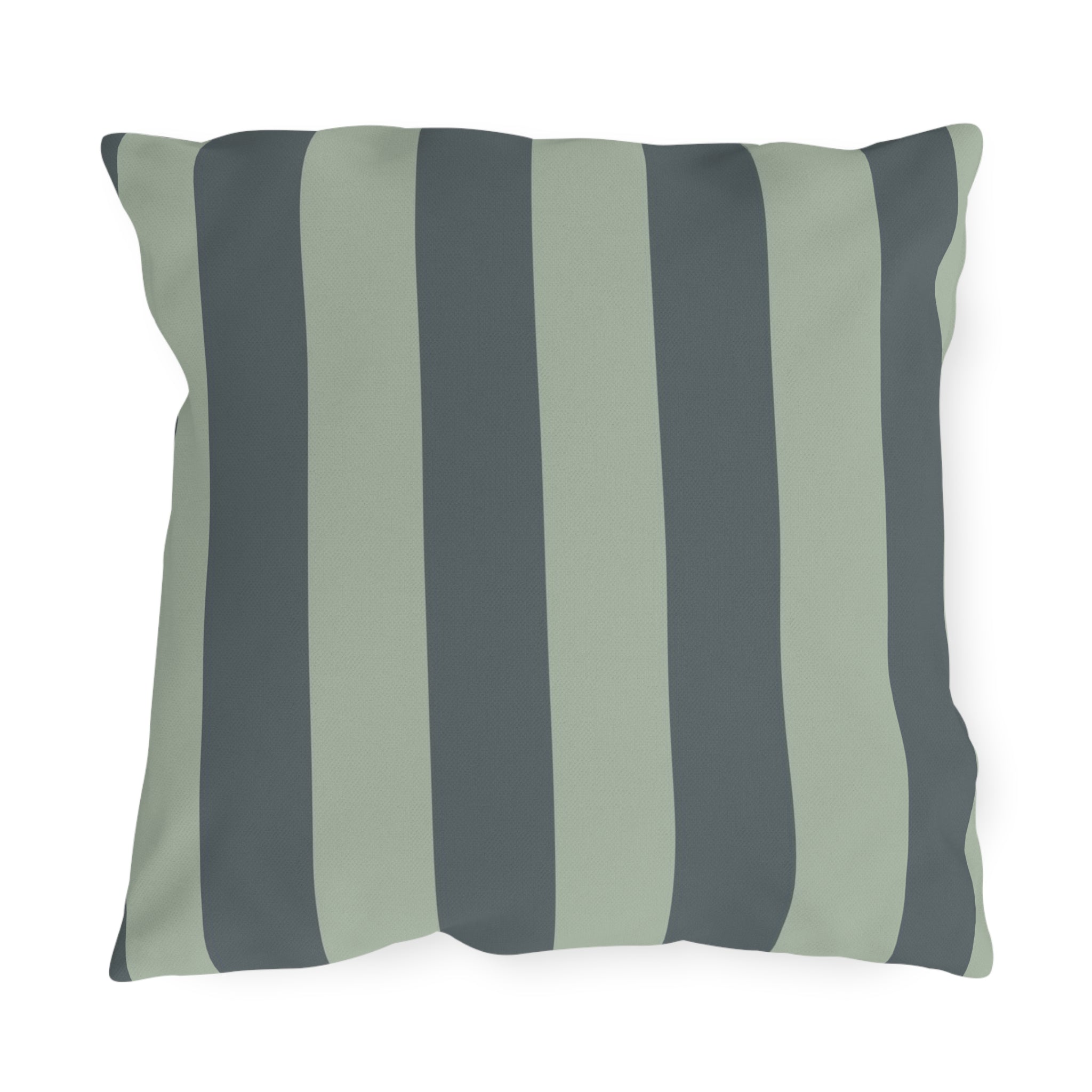Green Striped Outdoor Pillow | Wide Vertical Stripe Patio Cushion