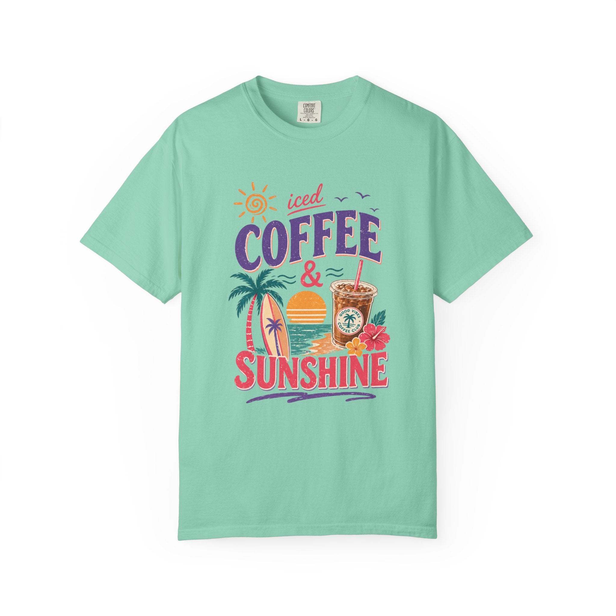 T-shirt | Tropical Palm Sunset and Coffee Design