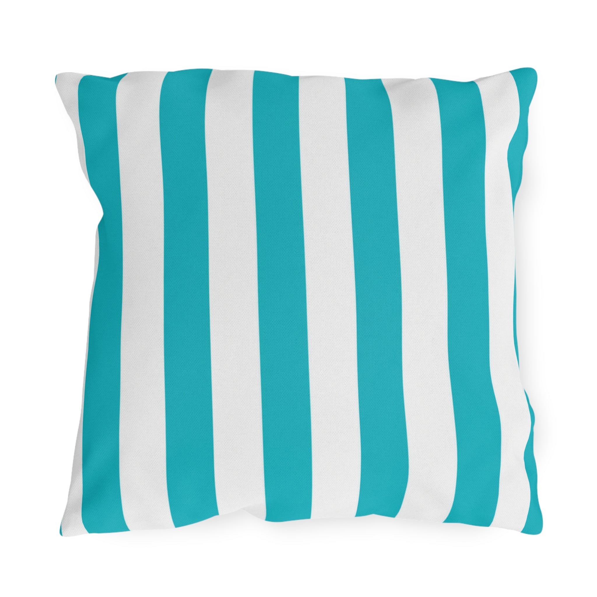 Teal Stripe Outdoor Pillows | Blue White Nautical Cushion