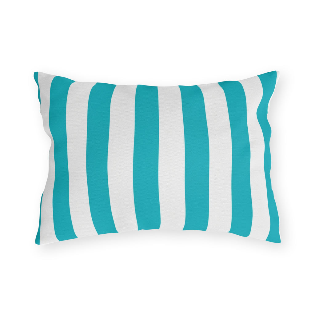 Teal Stripe Outdoor Pillows | Blue White Nautical Cushion