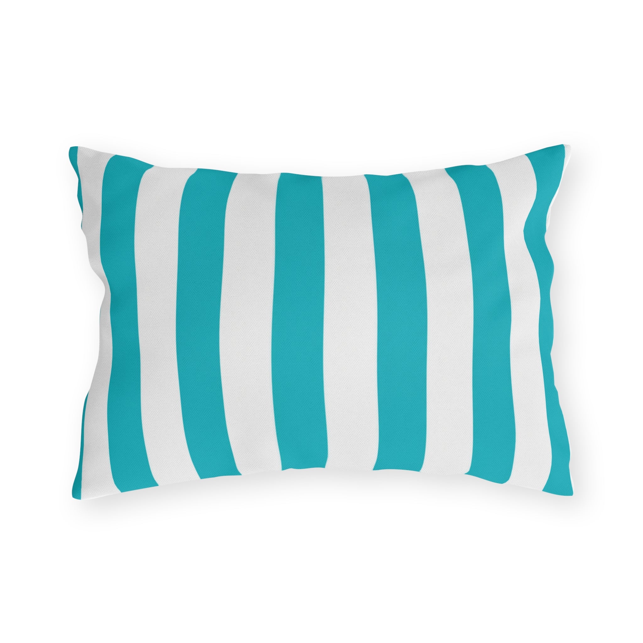Teal Stripe Outdoor Pillows | Blue White Nautical Cushion