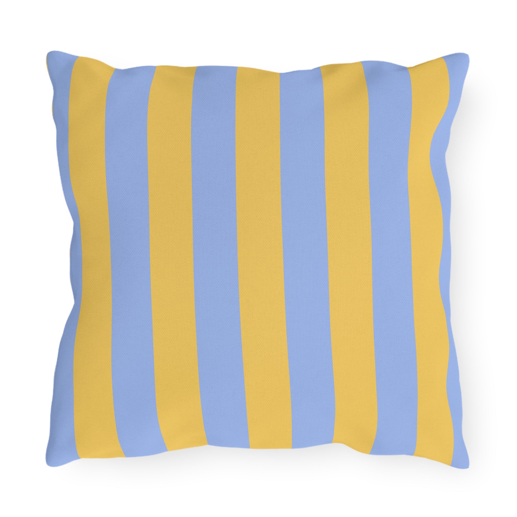Blue and Yellow Stripe Outdoor Pillows | Coastal Patio Cushion