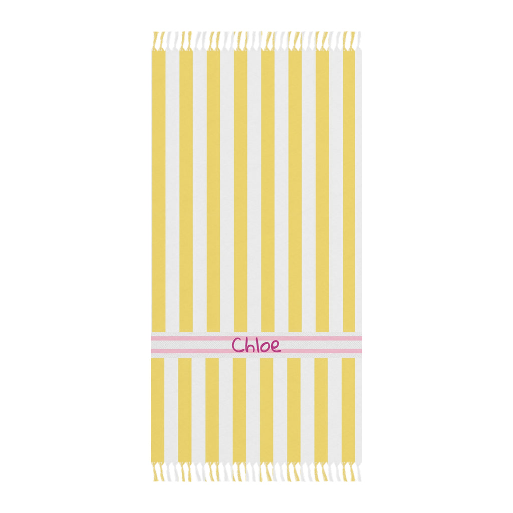 Yellow Stripe Boho Beach Cloth | Turkish Towel, Fringe Beach Towel