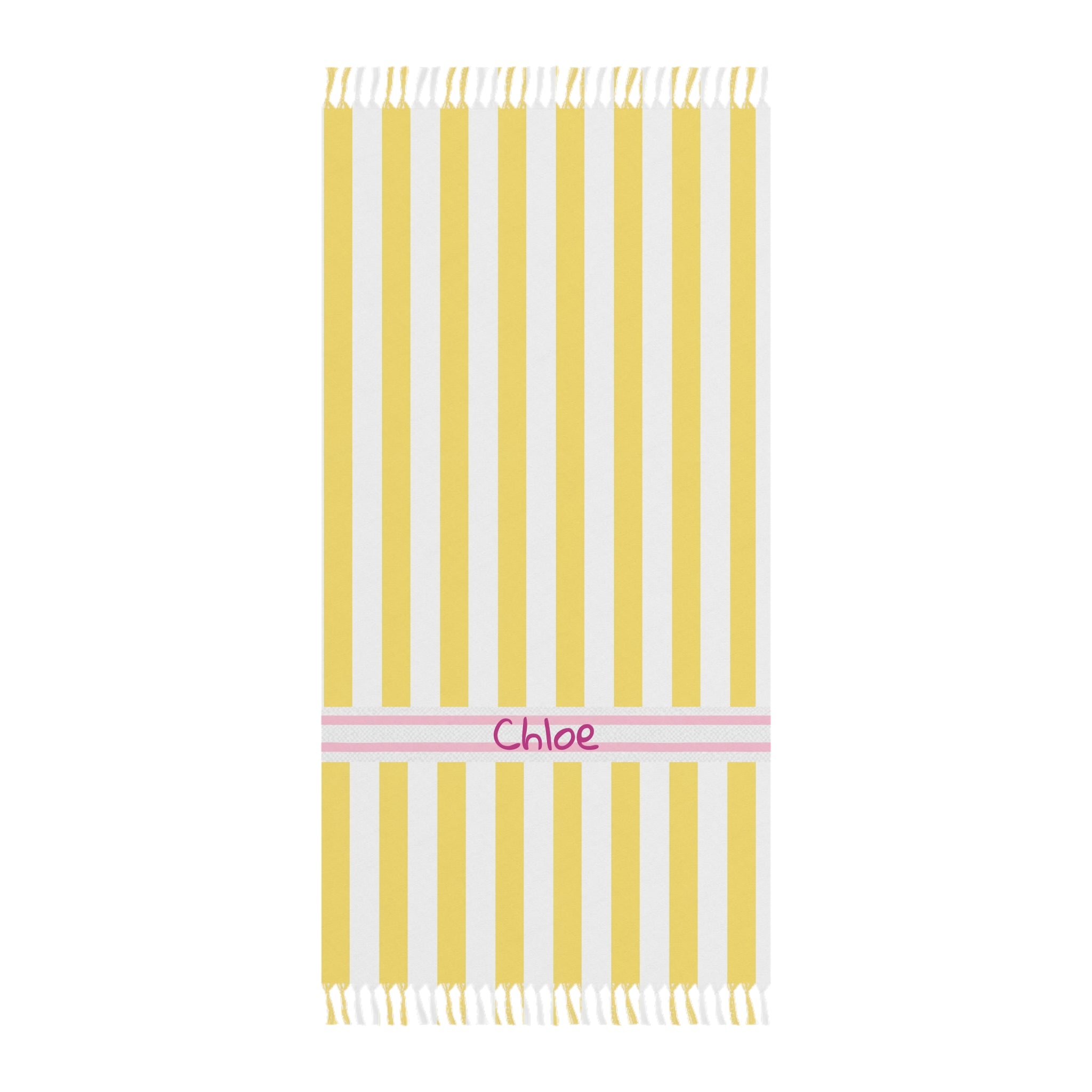 Yellow Stripe Boho Beach Cloth | Turkish Towel, Fringe Beach Towel