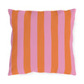 Orange and Pink Stripe Outdoor Pillow | Bold Striped Cushion for Patio
