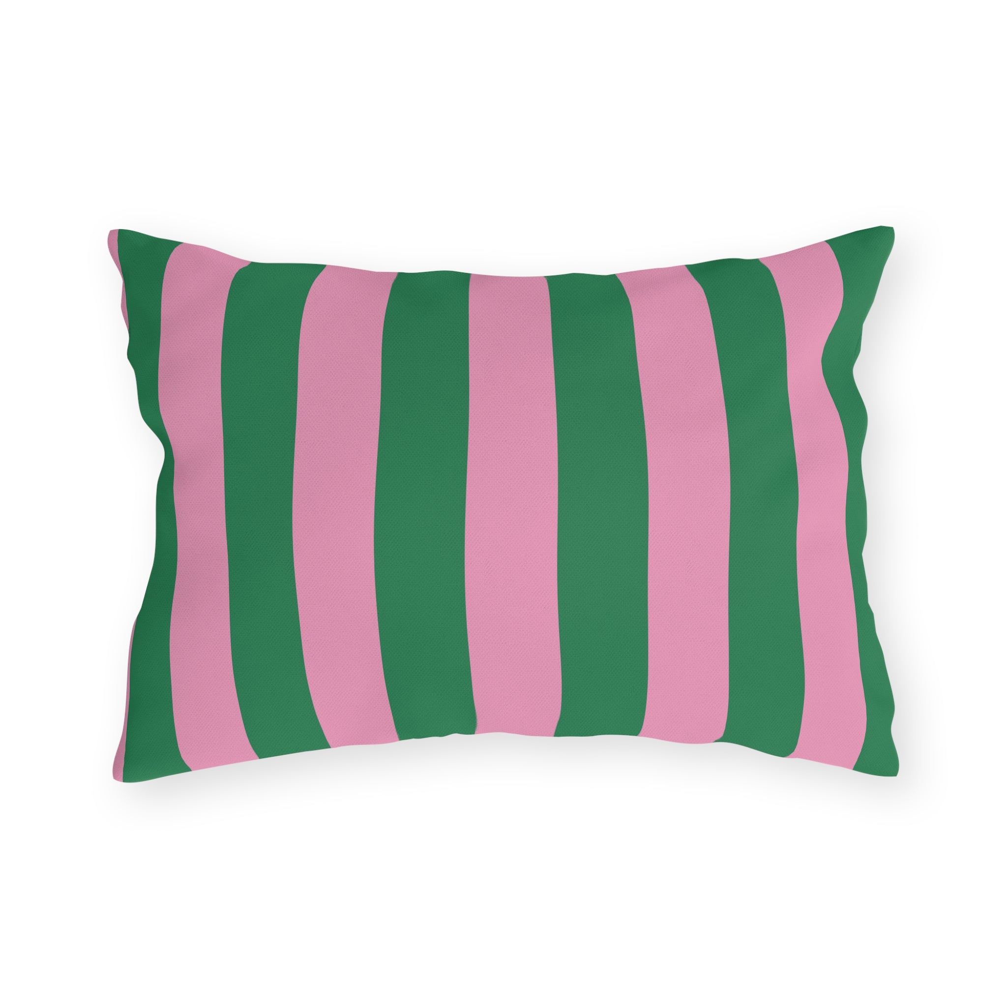 Pink and Green Vertical Stripe Outdoor Pillows | Patio Cushion, Poolside Decor