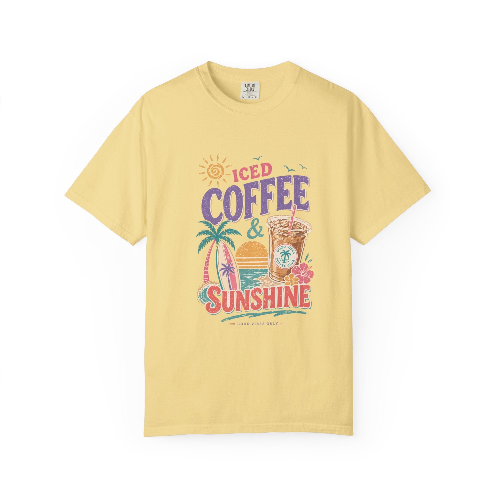 T-shirt | Tropical Palm Sunset and Coffee Design