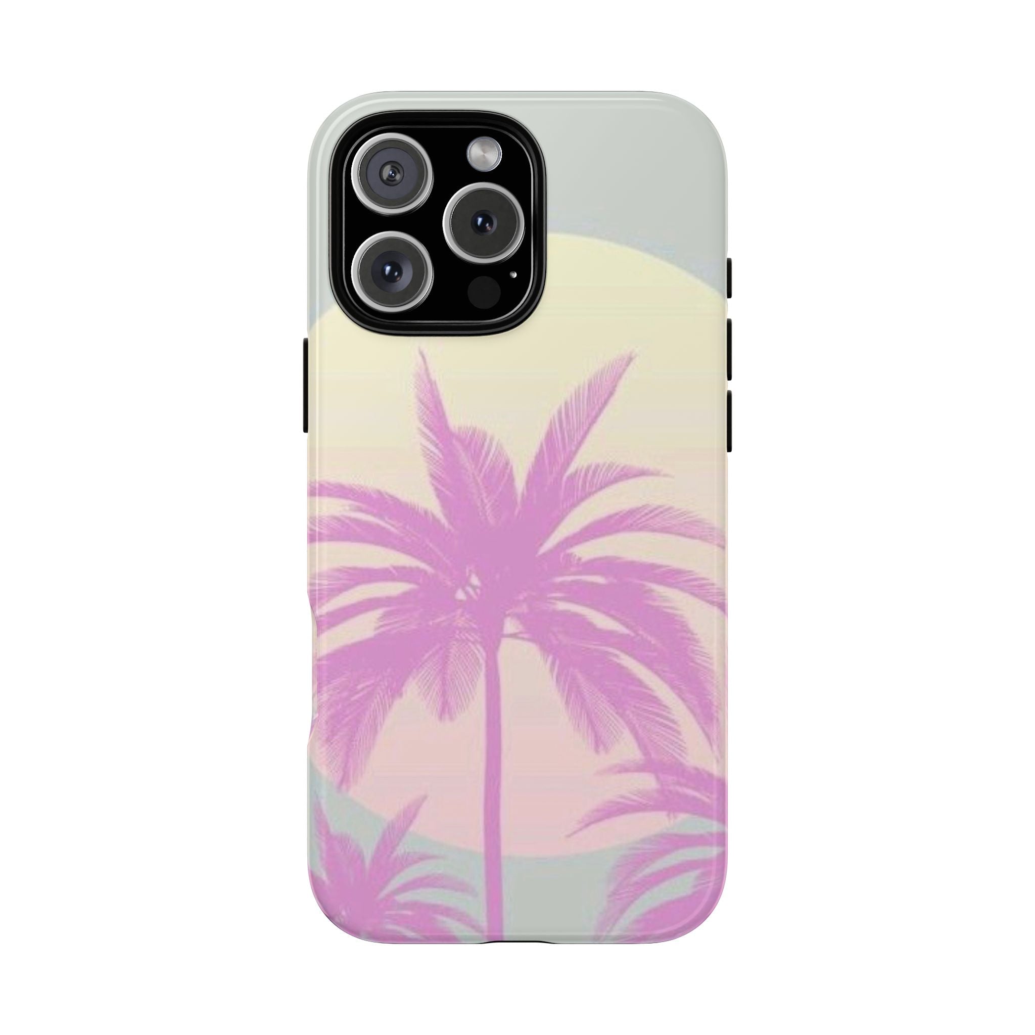 Coastal Pink Palm Sunset Tough Phone Case | Retro Tropical Beach Phone Case